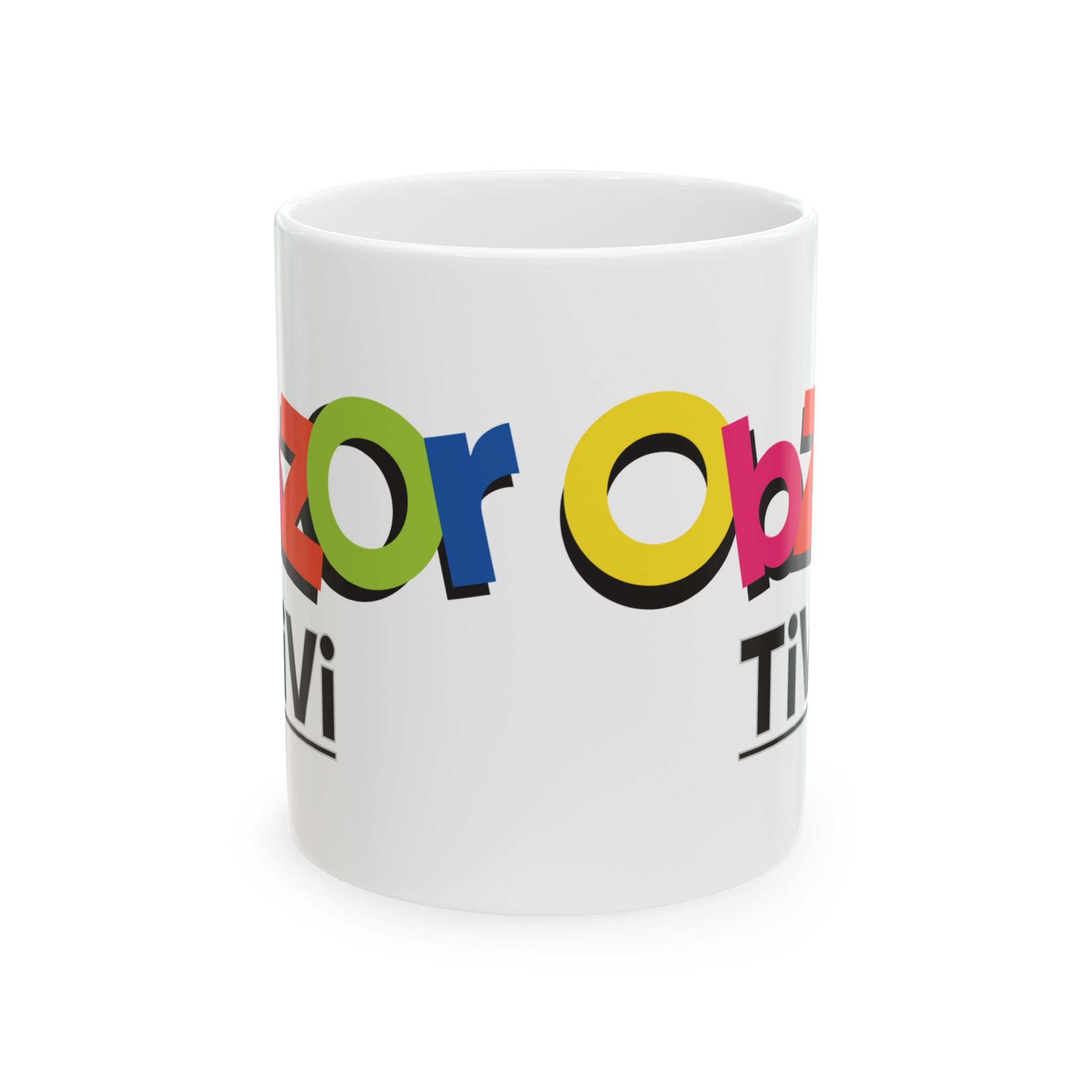 Colorful Obesity Awareness Ceramic Mug with the Obzor TiVi Logo  — 11oz & 15oz