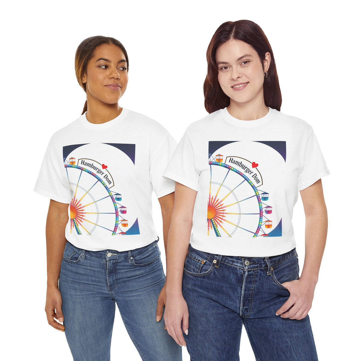 Riesenrad-T-Shirt Grafik mit dem Fahrgeschäft "Hamburger Dom"