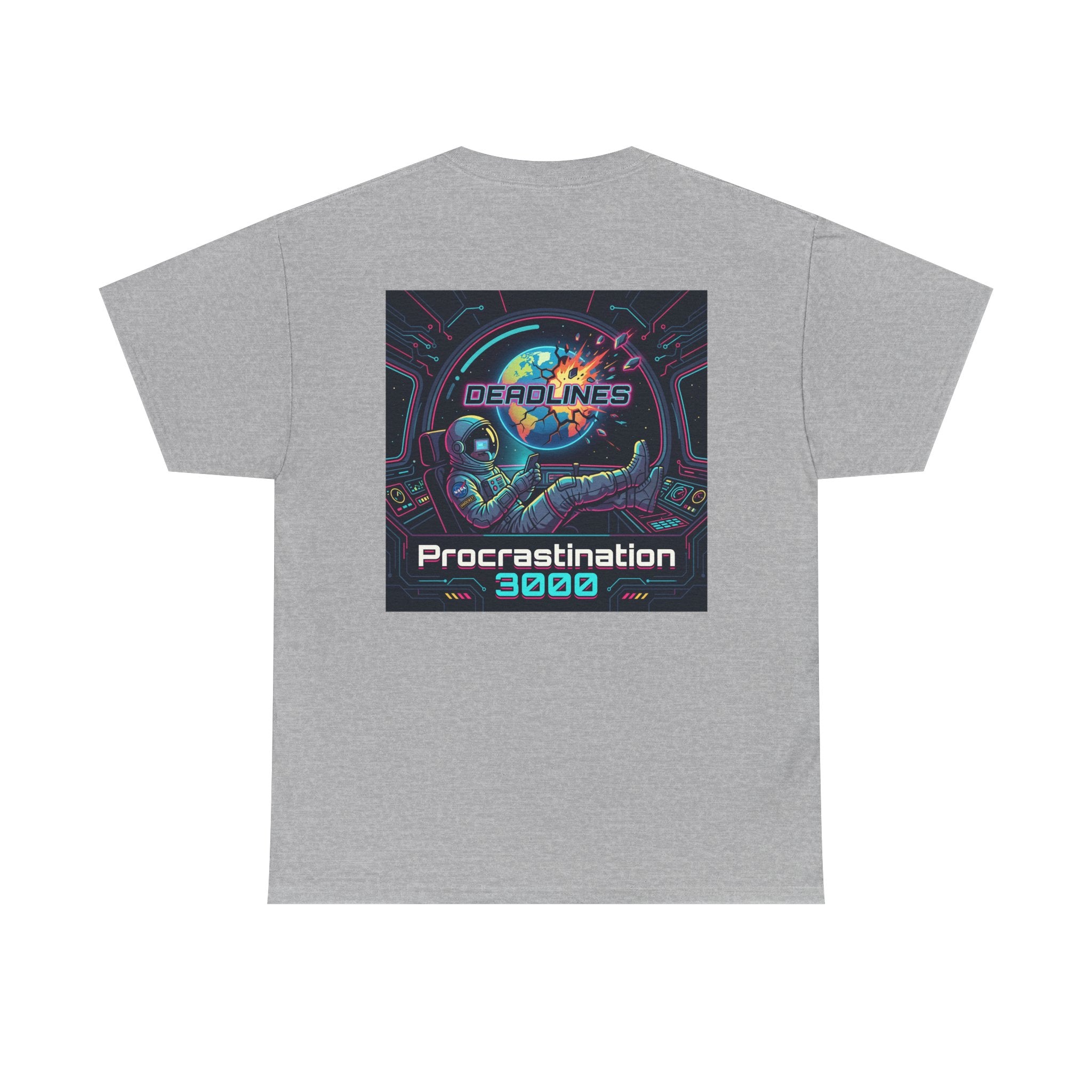 Procrastination 3000 Tee — Retro Futuristic Space Humor T-Shirt