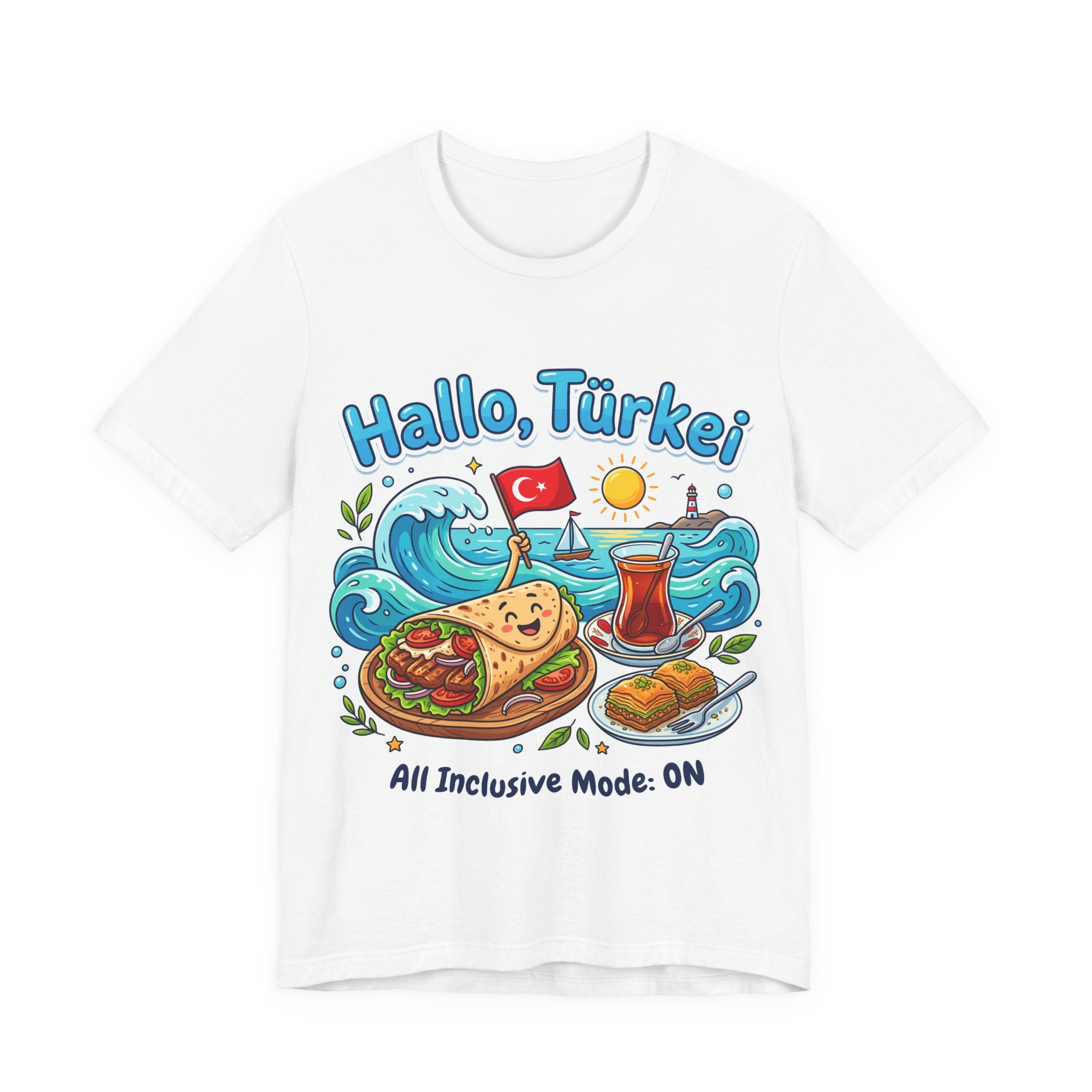 Turkey Travel T‑Shirt — "Hallo, Türkei! All Inclusive Mode ON"