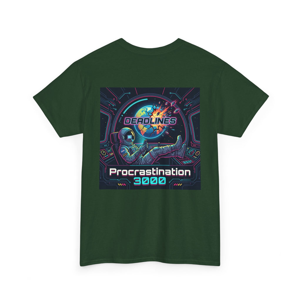 Procrastination 3000 Tee — Retro Futuristic Space Humor T-Shirt