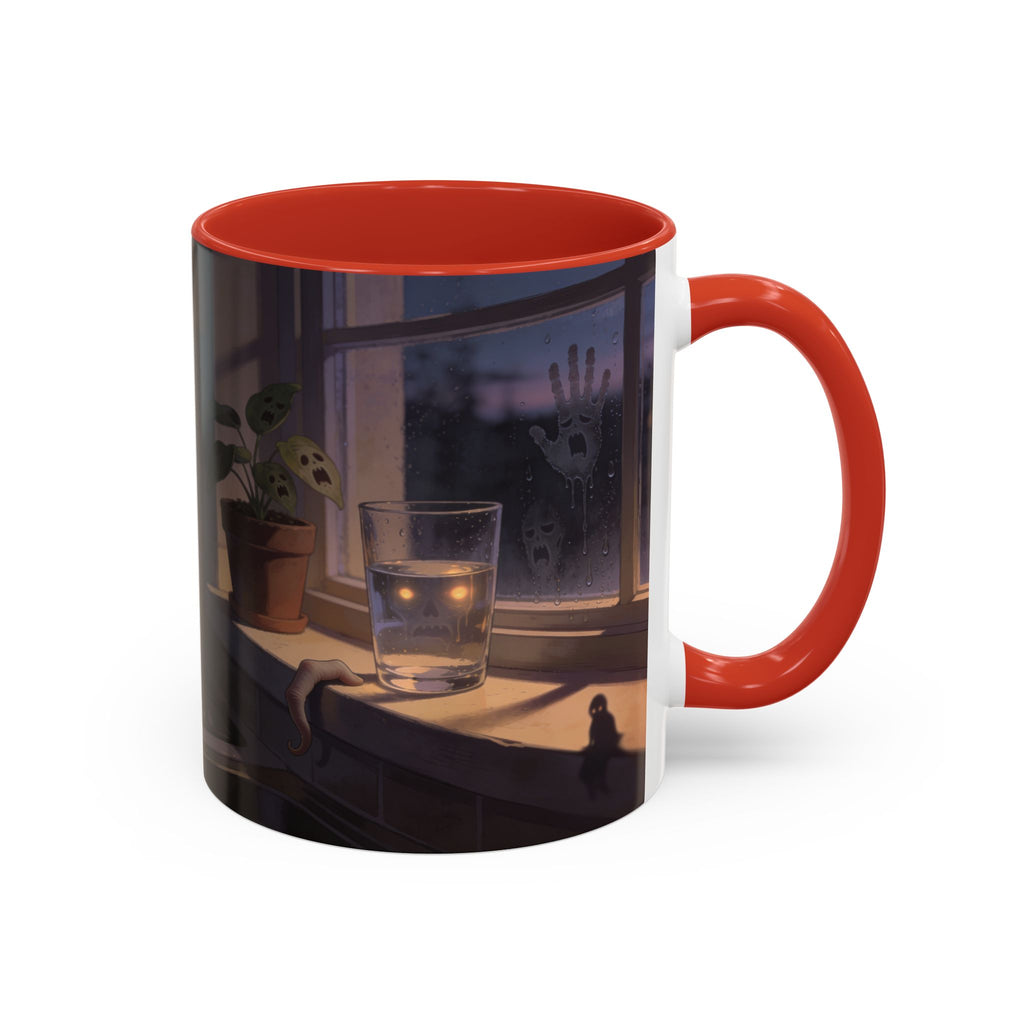 Spooky Window Handprints Mug – Halloween Ceramic Coffee Cup