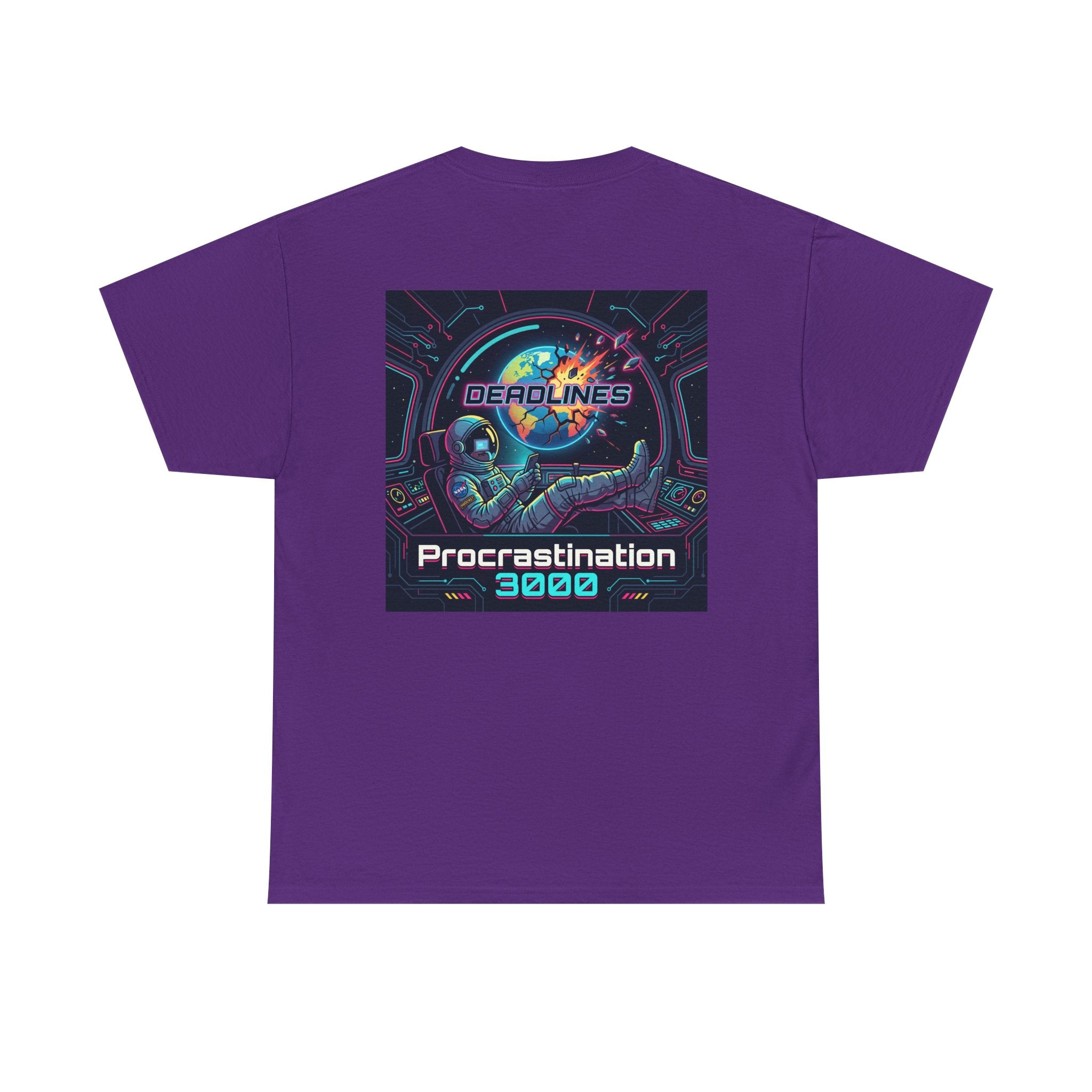 Procrastination 3000 Tee — Retro Futuristic Space Humor T-Shirt