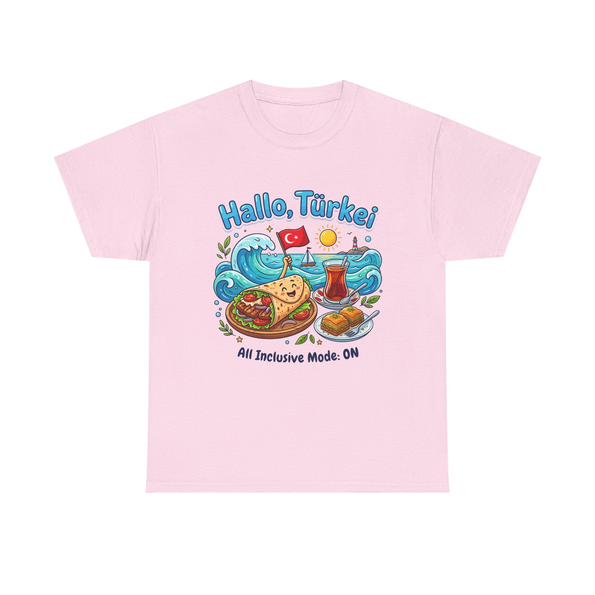 Hallo Türkiye! Turkish Food & Vacation Graphic Tee — "All Inclusive Mode: ON"