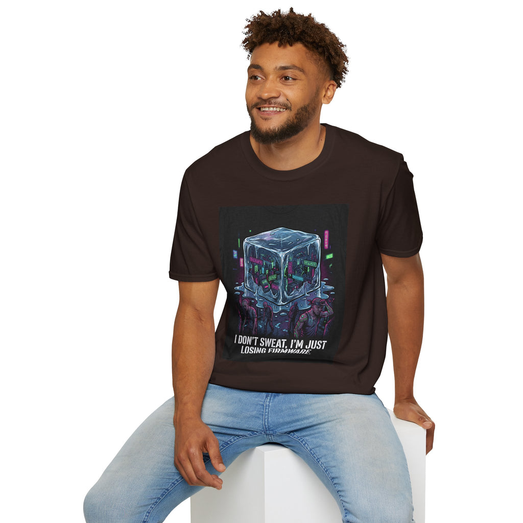 Firmware Meltdown T-Shirt — "I Don't Sweat, I'm Just Losing Firmware" Tech Humor Tee