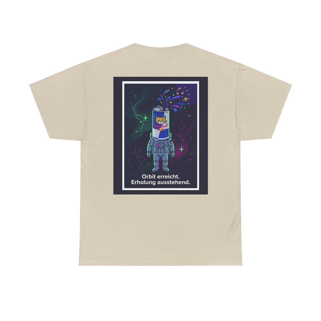 Astronaut Graphic Tee — “Orbit erreicht. Erholung ausstehend.” Neon Space Shirt