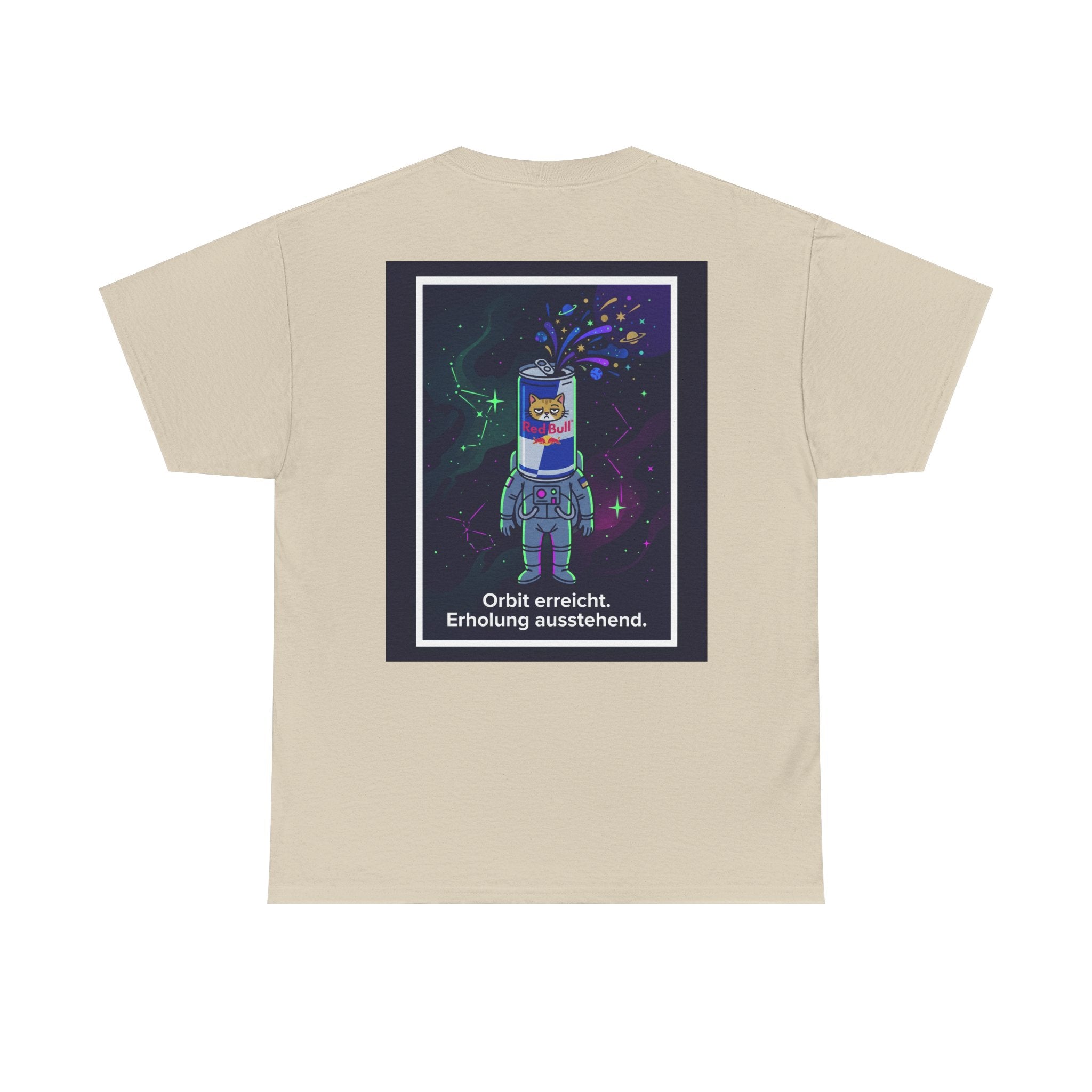 Astronaut Graphic Tee — “Orbit erreicht. Erholung ausstehend.” Neon Space Shirt