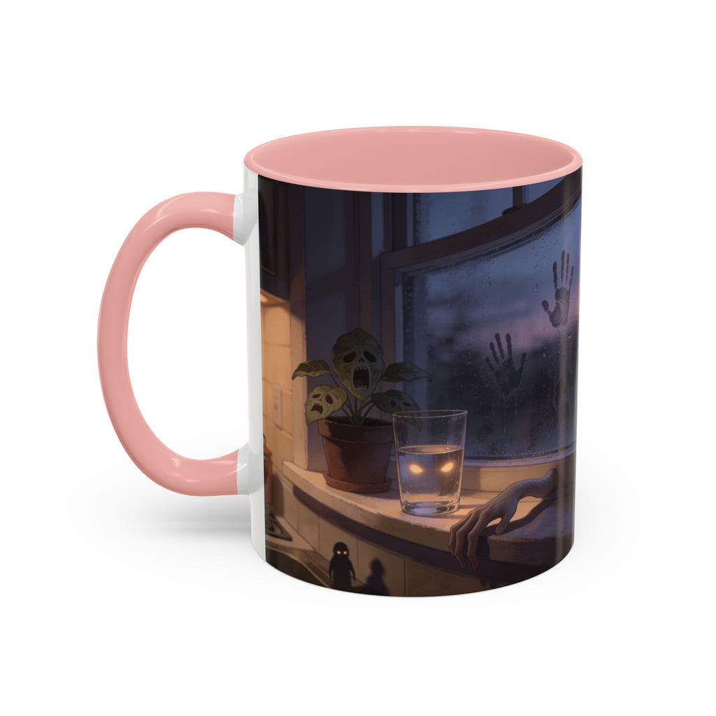 Spooky Window Handprints Mug – Halloween Ceramic Coffee Cup