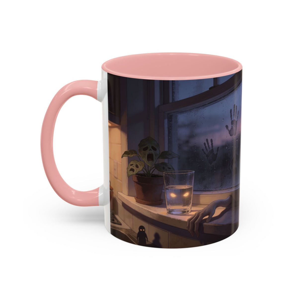 Spooky Window Handprints Mug – Halloween Ceramic Coffee Cup