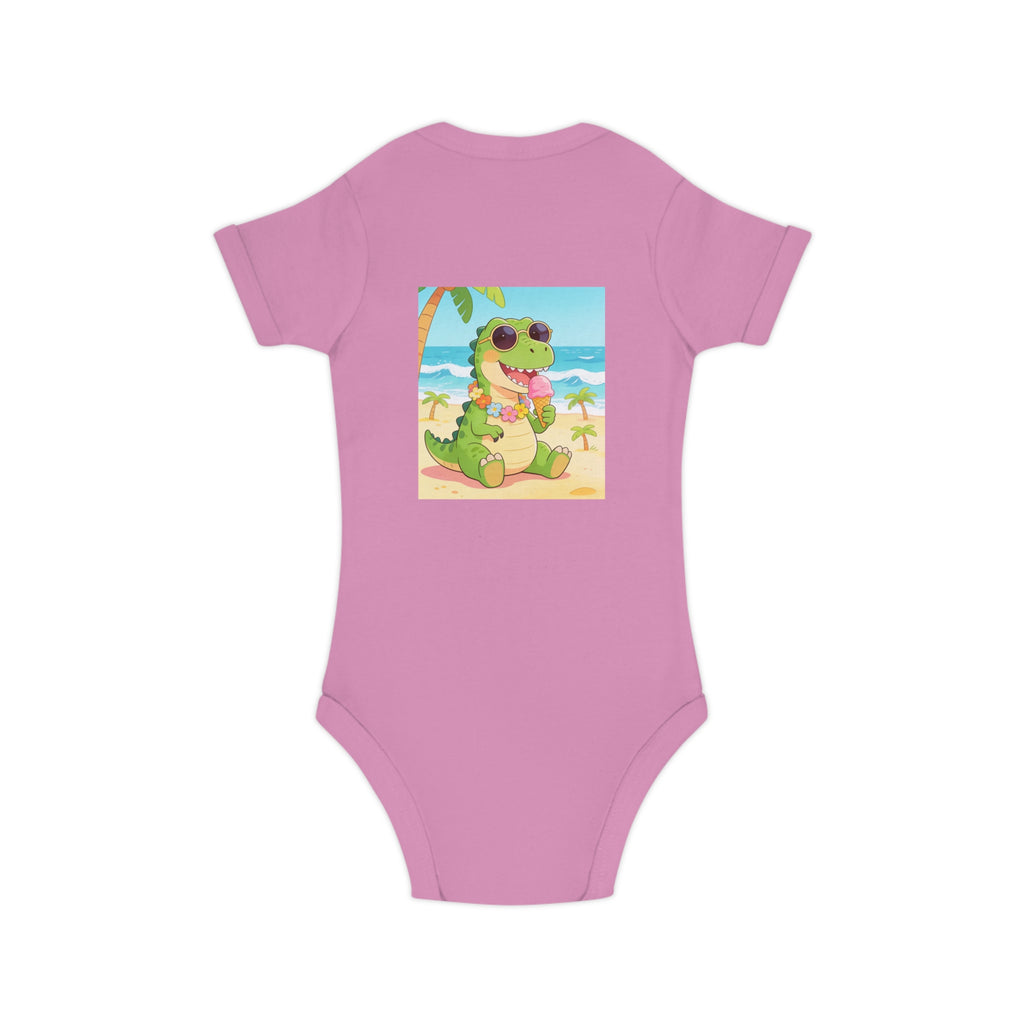 Tropical Dino Baby Bodysuit — Cute Beach Dinosaur Infant One-Piece