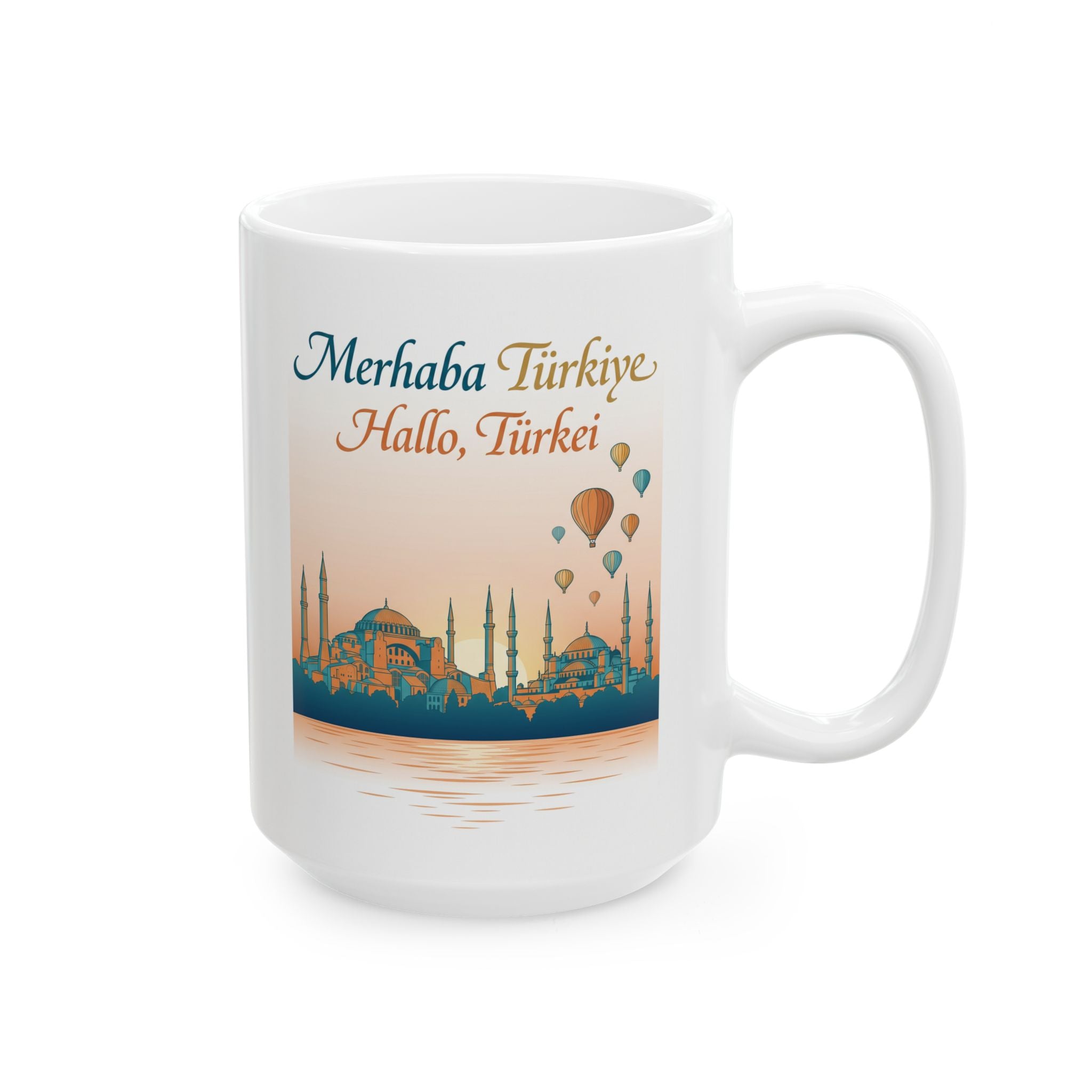 Turkey Travel Mug - Istanbul Hot Air Balloon Souvenir Ceramic Coffee Cup (11oz/15oz)