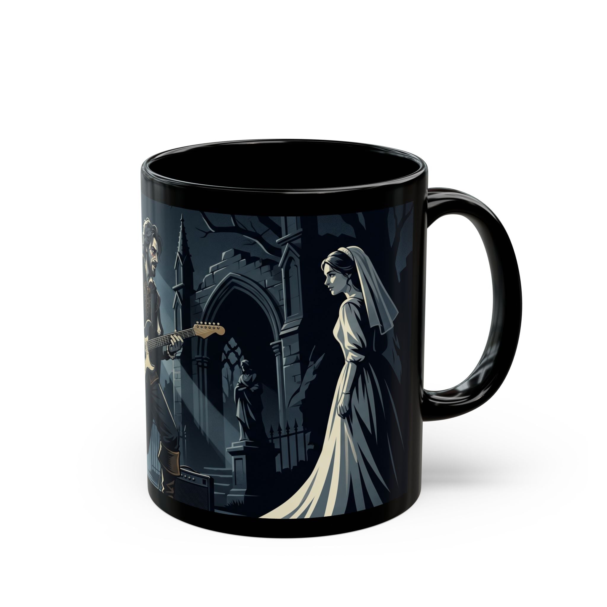 "Athos with Guitar" Mug — Dark Romantic Bride Coffee Cup (11oz/15oz)
