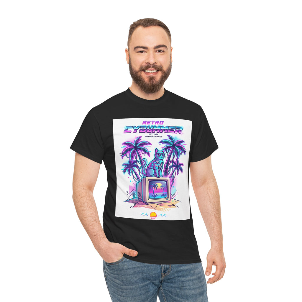 Retro Cyberwave Tee — Vaporwave Palm Trees & Vintage Computer Graphic