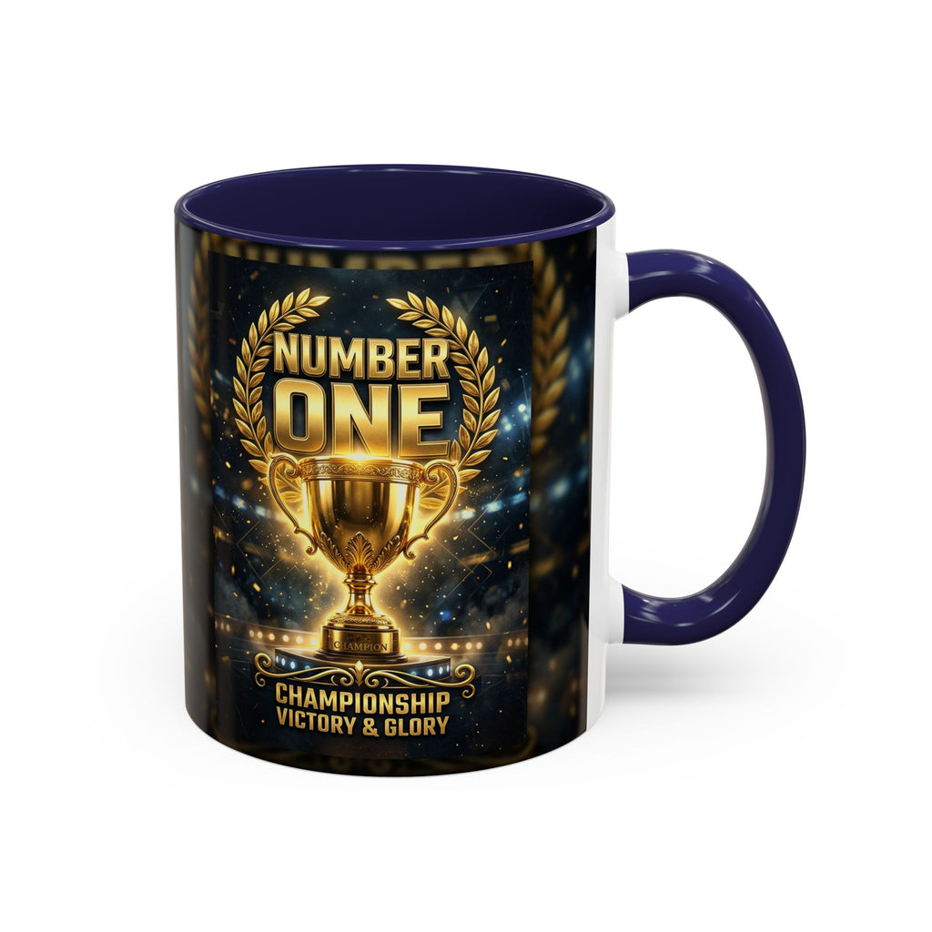 Number One Trophy Coffee Mug — Championship Victory & Glory Accent Mug
