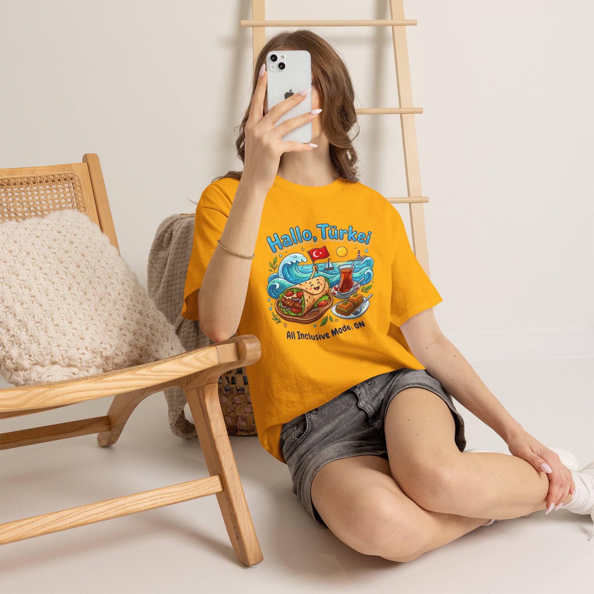 Hallo Türkiye! Turkish Food & Vacation Graphic Tee — "All Inclusive Mode: ON"