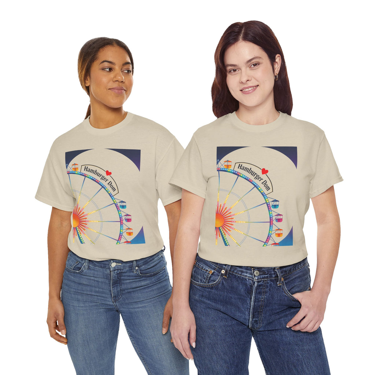 Riesenrad-T-Shirt Grafik mit dem Fahrgeschäft "Hamburger Dom"