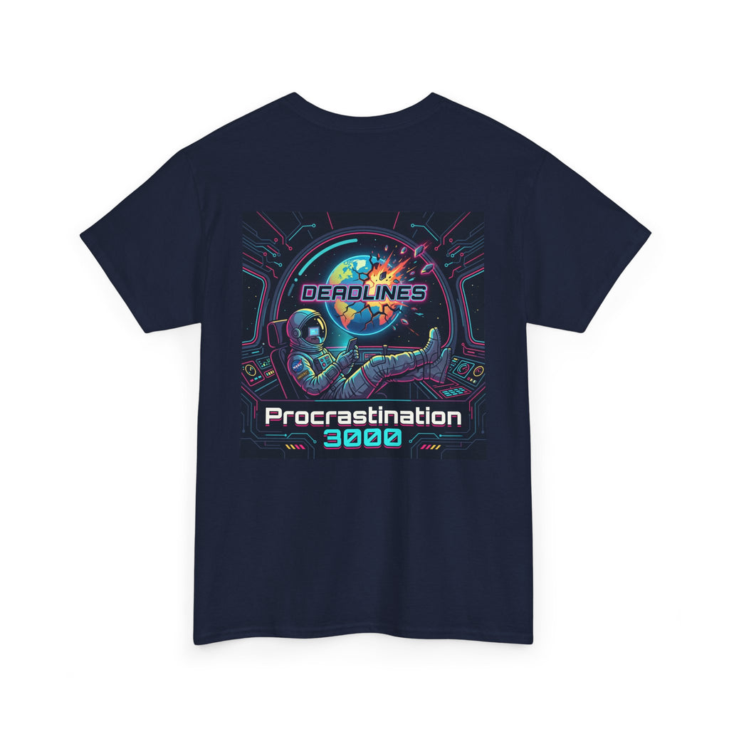 Procrastination 3000 Tee — Retro Futuristic Space Humor T-Shirt