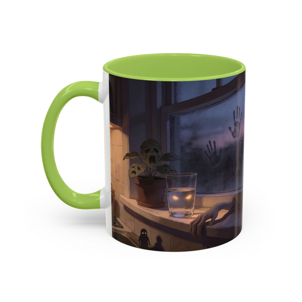 Spooky Window Handprints Mug – Halloween Ceramic Coffee Cup