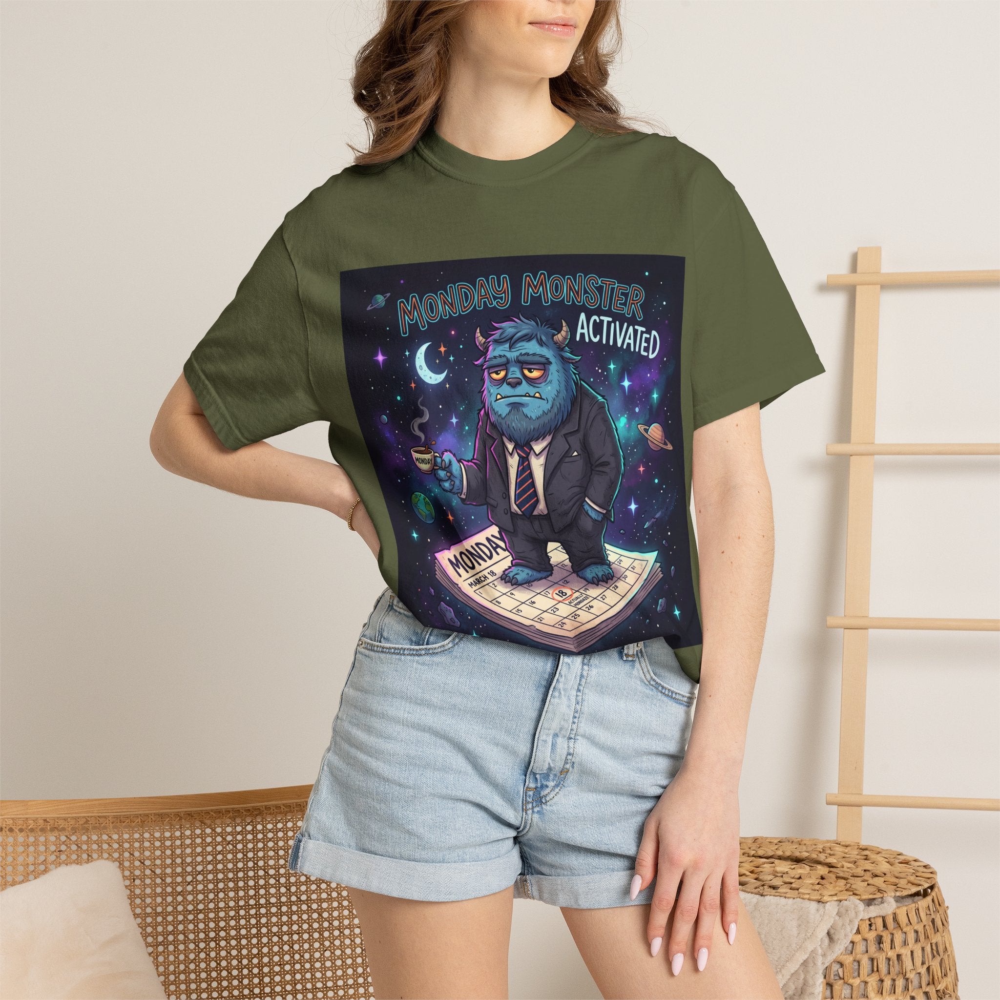 Monday Monster Activated T-shirt | Cute Monster DJ Monday Design
