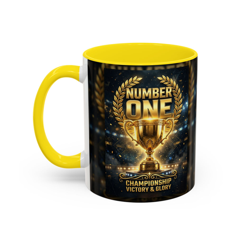 Number One Trophy Coffee Mug — Championship Victory & Glory Accent Mug