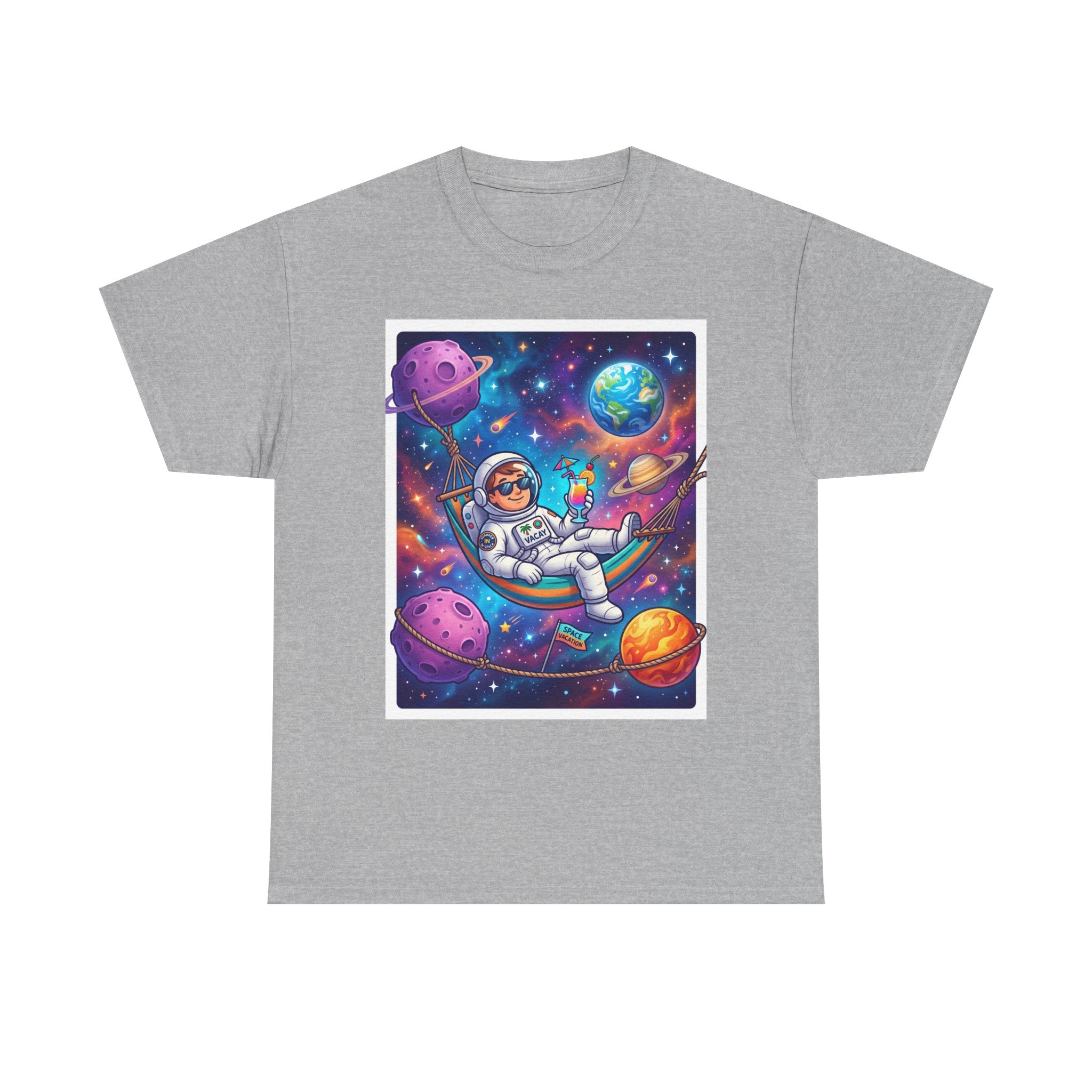 Astronaut Relaxing Tee — Cosmic Hammock Space Shirt