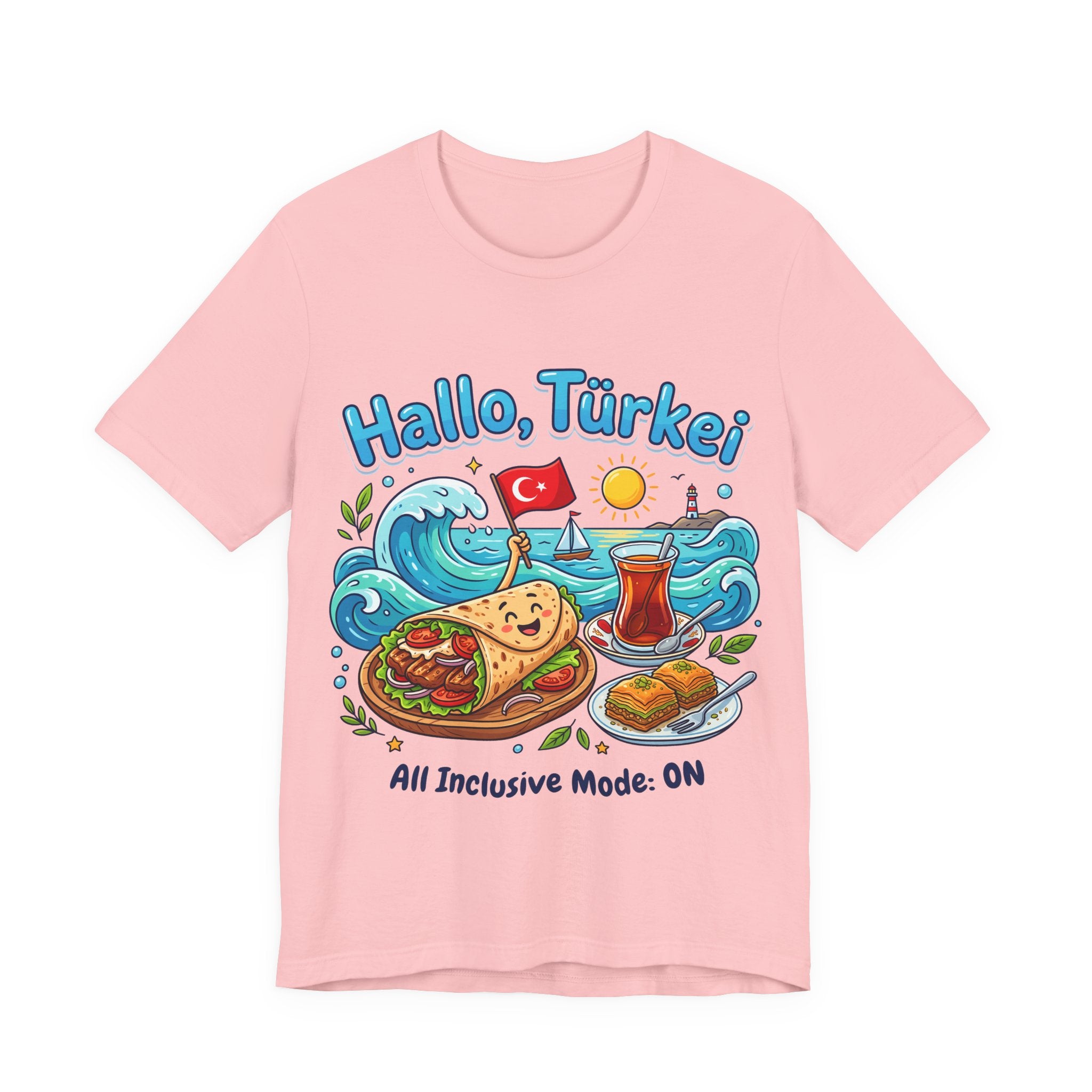 Turkey Travel T‑Shirt — "Hallo, Türkei! All Inclusive Mode ON"