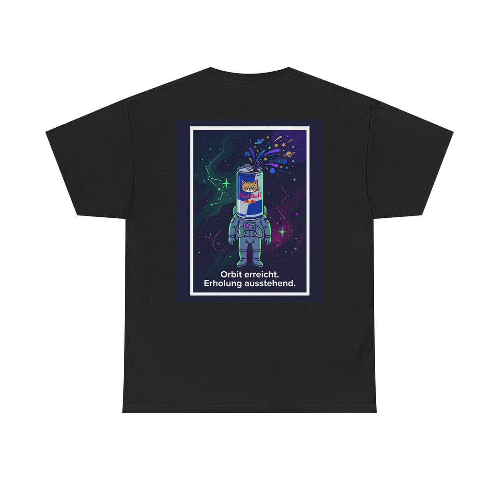 Astronaut Graphic Tee — “Orbit erreicht. Erholung ausstehend.” Neon Space Shirt