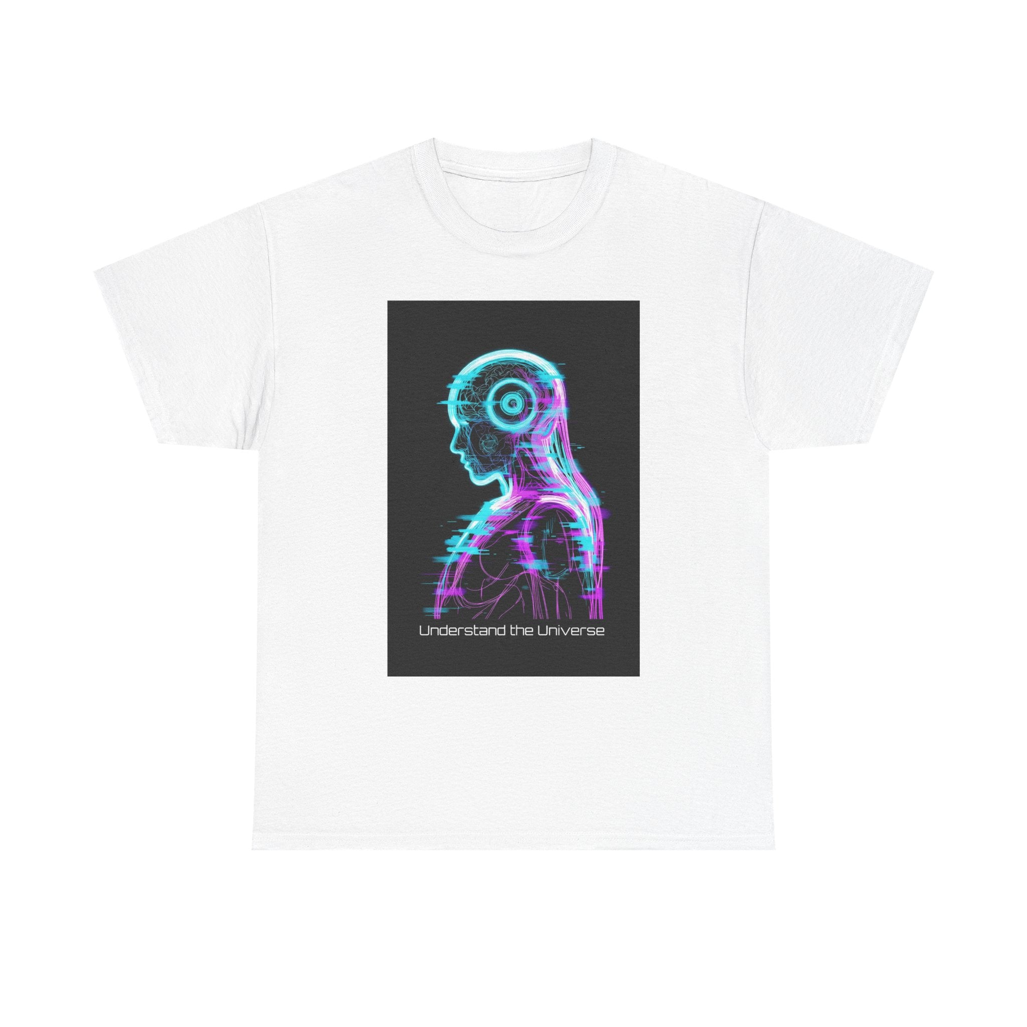 Cyberpunk Android Tee — "I Understand the Universe" Neon Robot Graphic T-Shirt