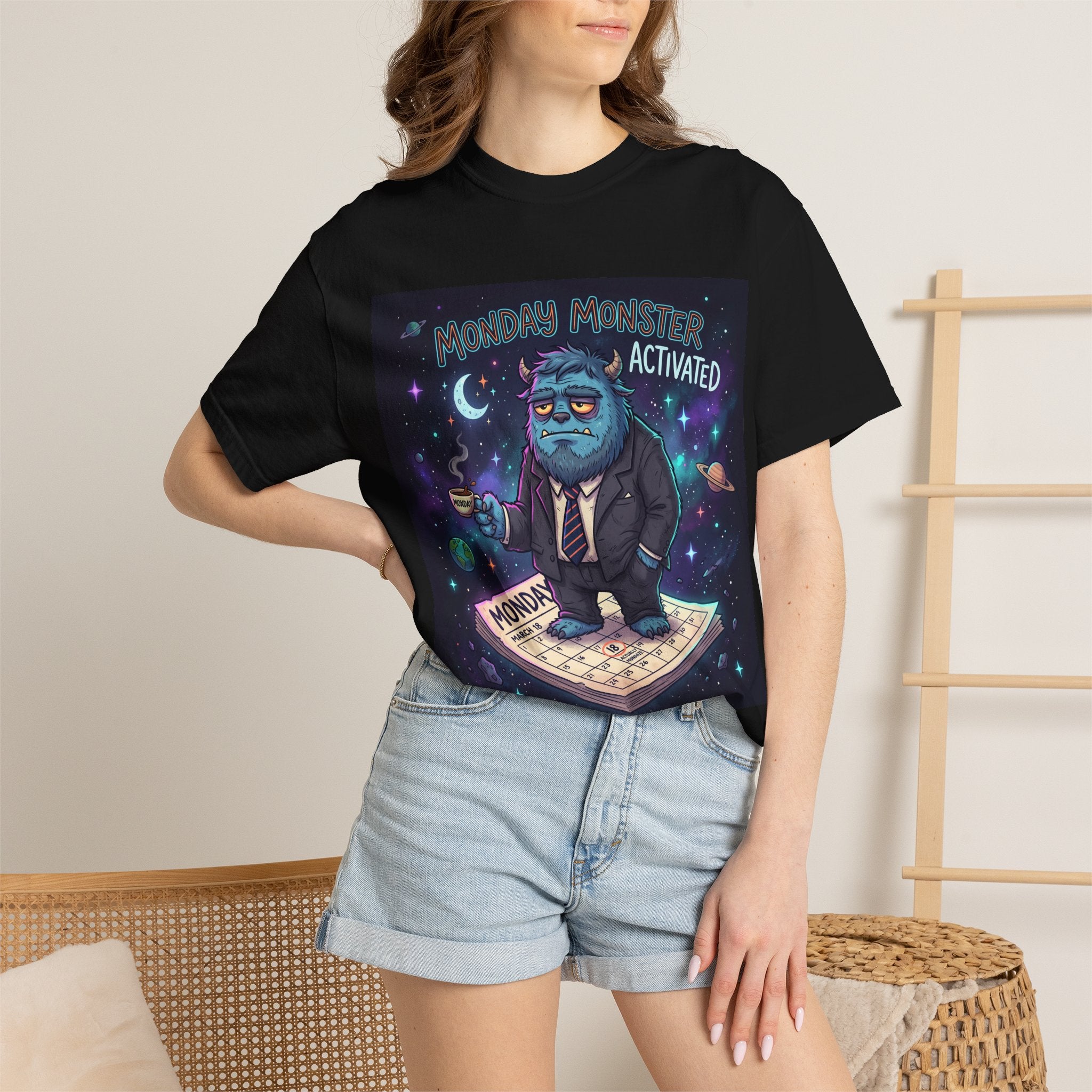 Monday Monster Activated T-shirt | Cute Monster DJ Monday Design