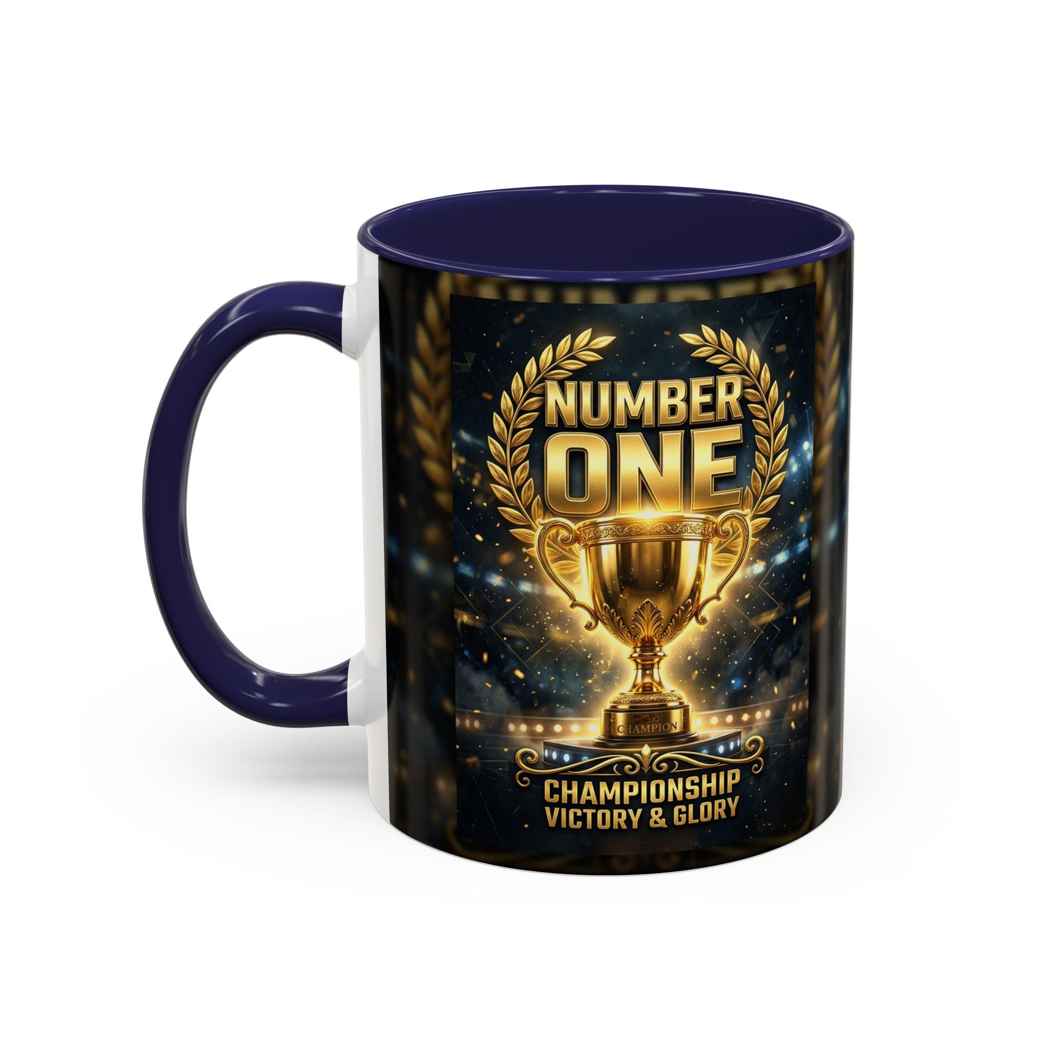 Number One Trophy Coffee Mug — Championship Victory & Glory Accent Mug