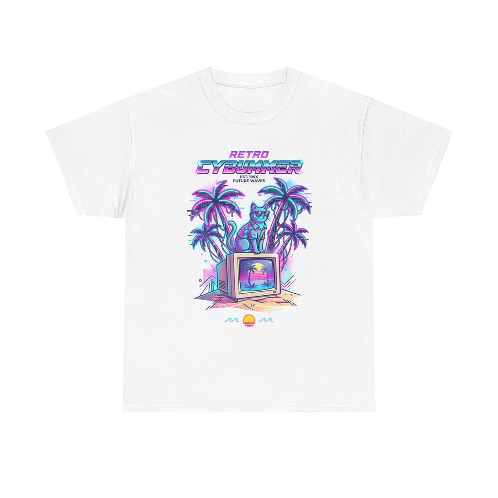 Retro Cyberwave Tee — Vaporwave Palm Trees & Vintage Computer Graphic