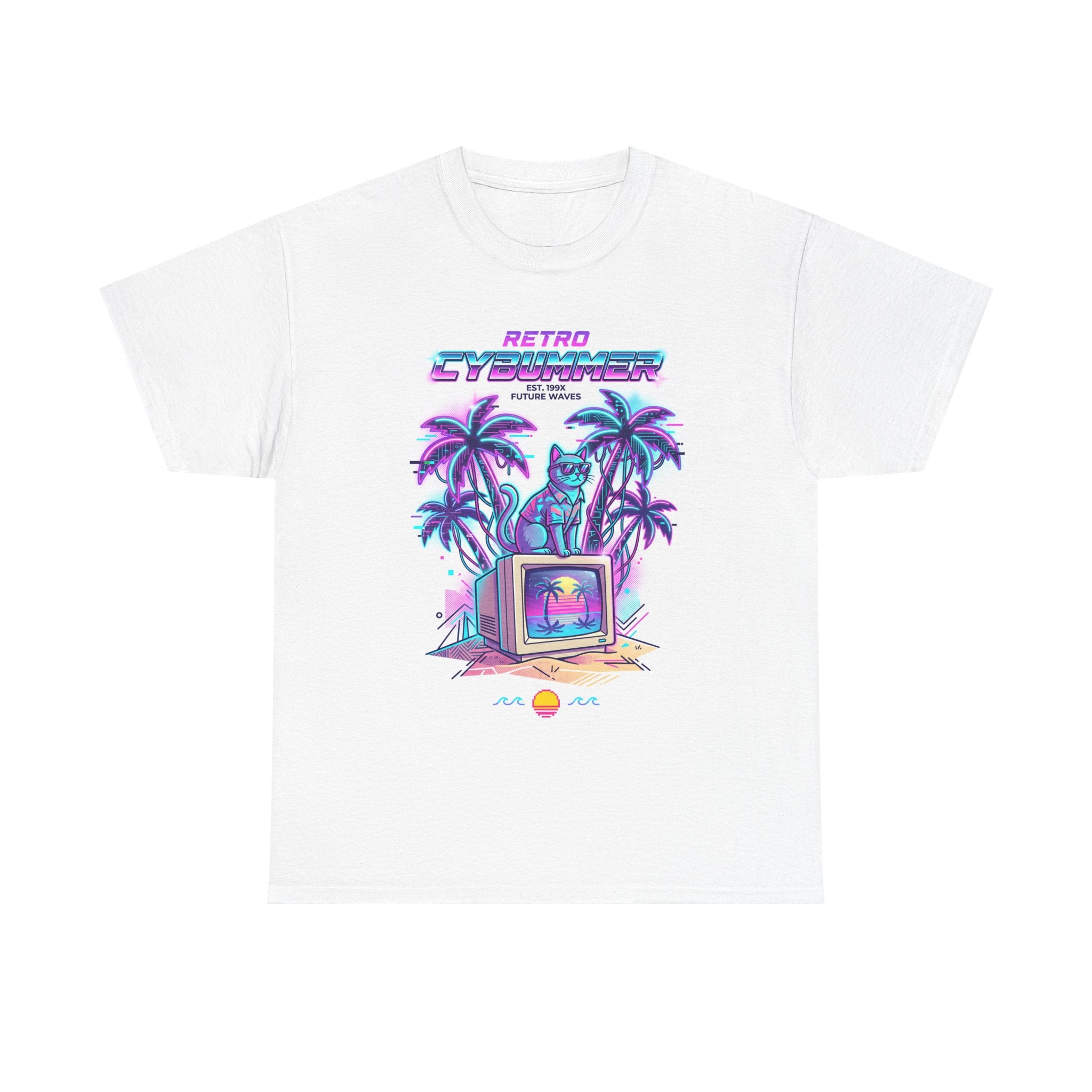 Retro Cyberwave Tee — Vaporwave Palm Trees & Vintage Computer Graphic
