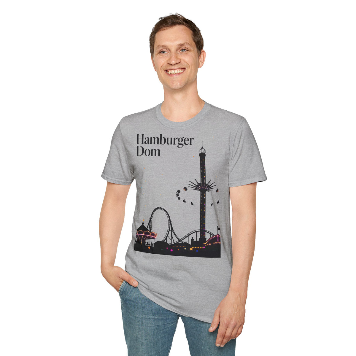 Hamburger Dom Skyline-T-Shirt – T-Shirt mit Fahrgeschäfts-Silhouette