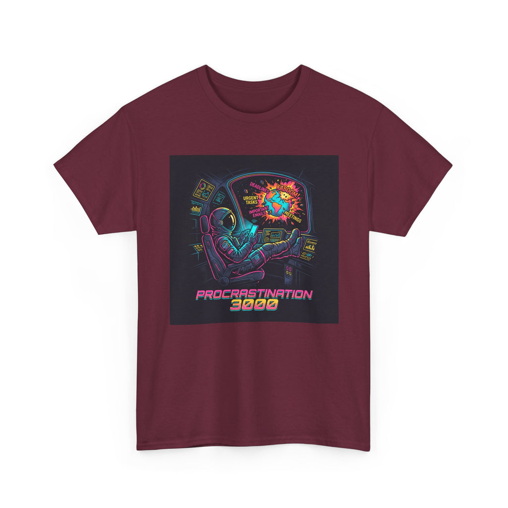 Procrastination 3000 Tee — Retro Futuristic Space Humor T-Shirt