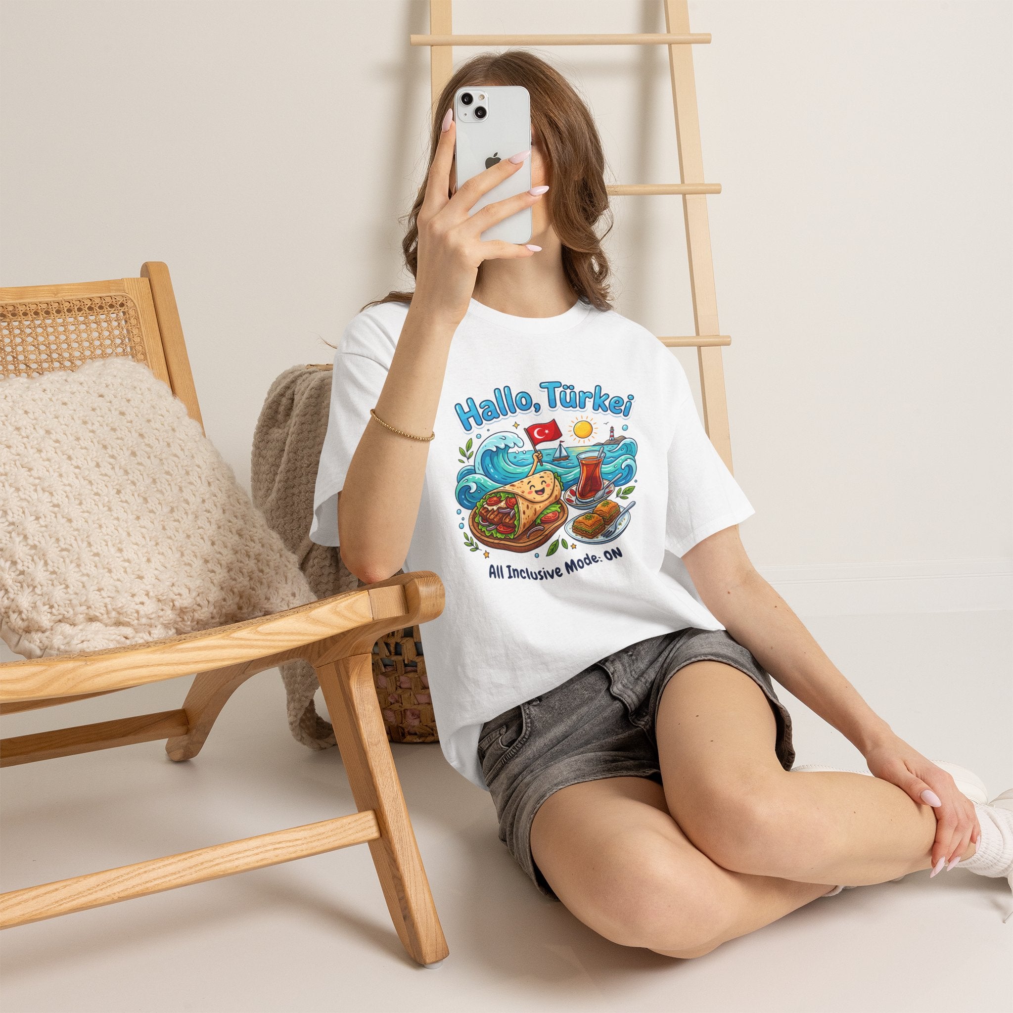 Hallo Türkiye! Turkish Food & Vacation Graphic Tee — "All Inclusive Mode: ON"