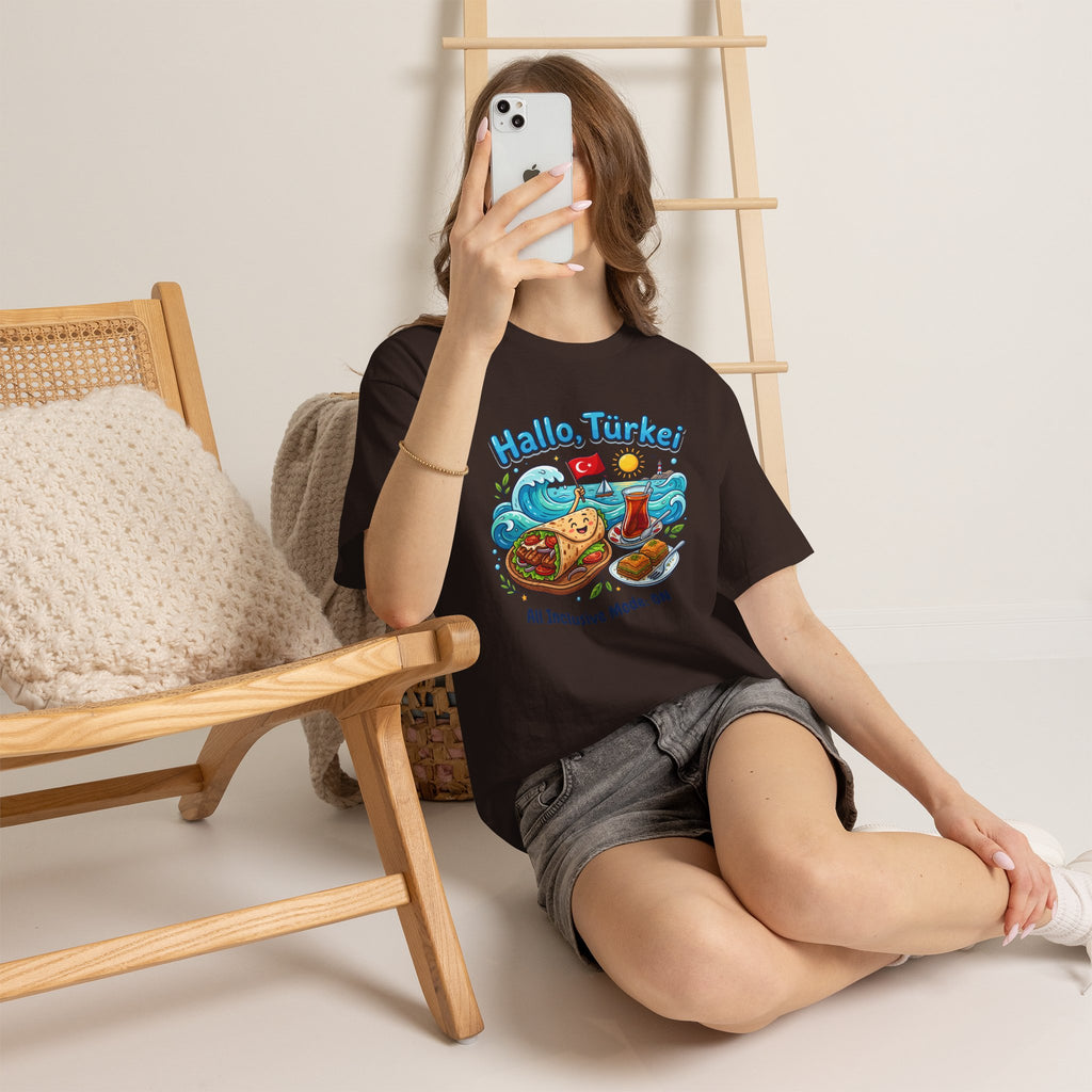Hallo Türkiye! Turkish Food & Vacation Graphic Tee — "All Inclusive Mode: ON"