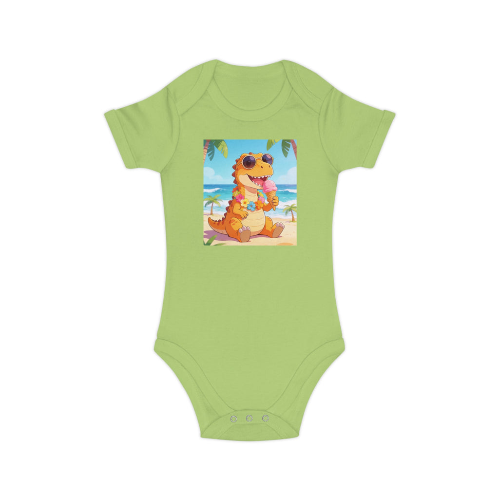 Tropical Dino Baby Bodysuit — Cute Beach Dinosaur Infant One-Piece