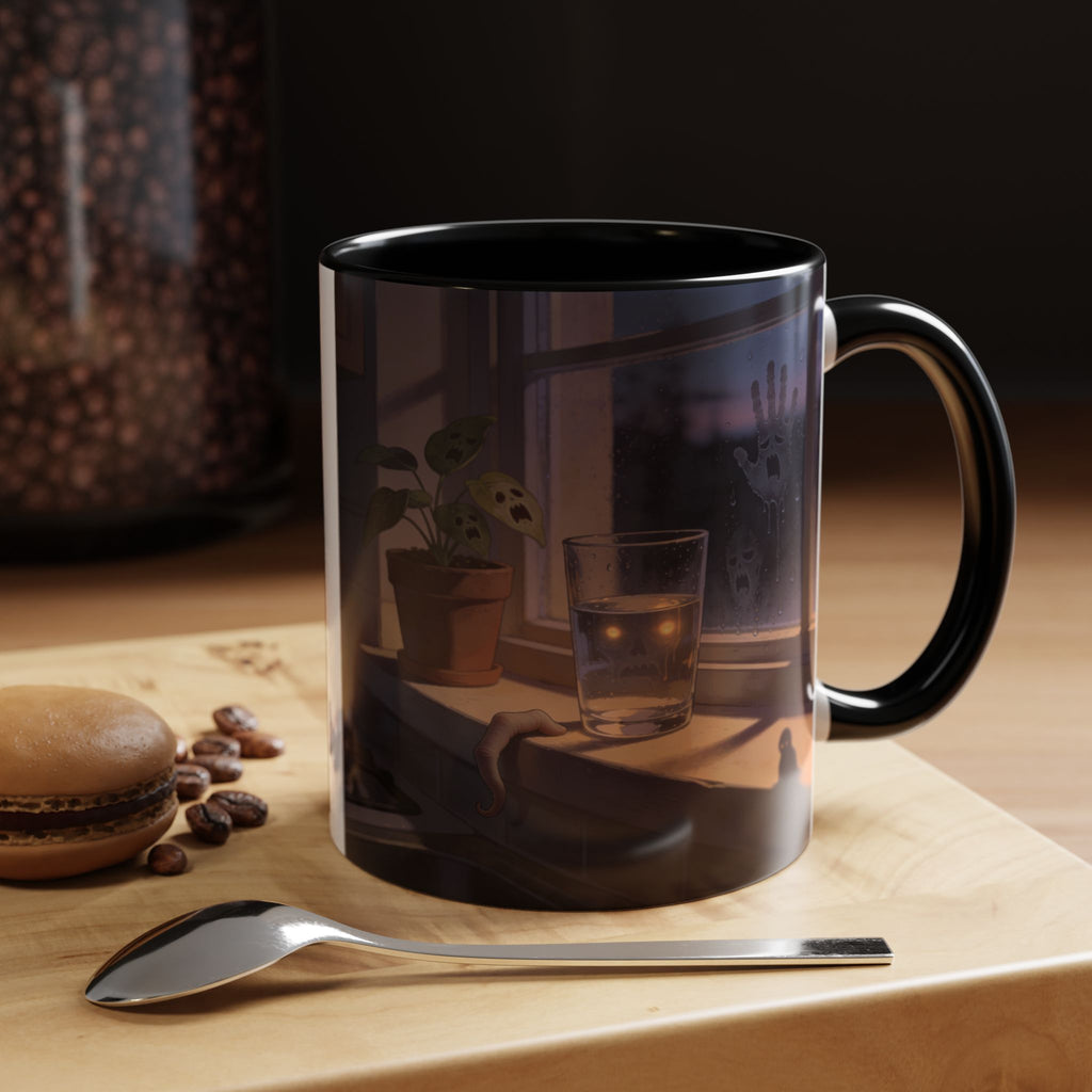 Spooky Window Handprints Mug – Halloween Ceramic Coffee Cup