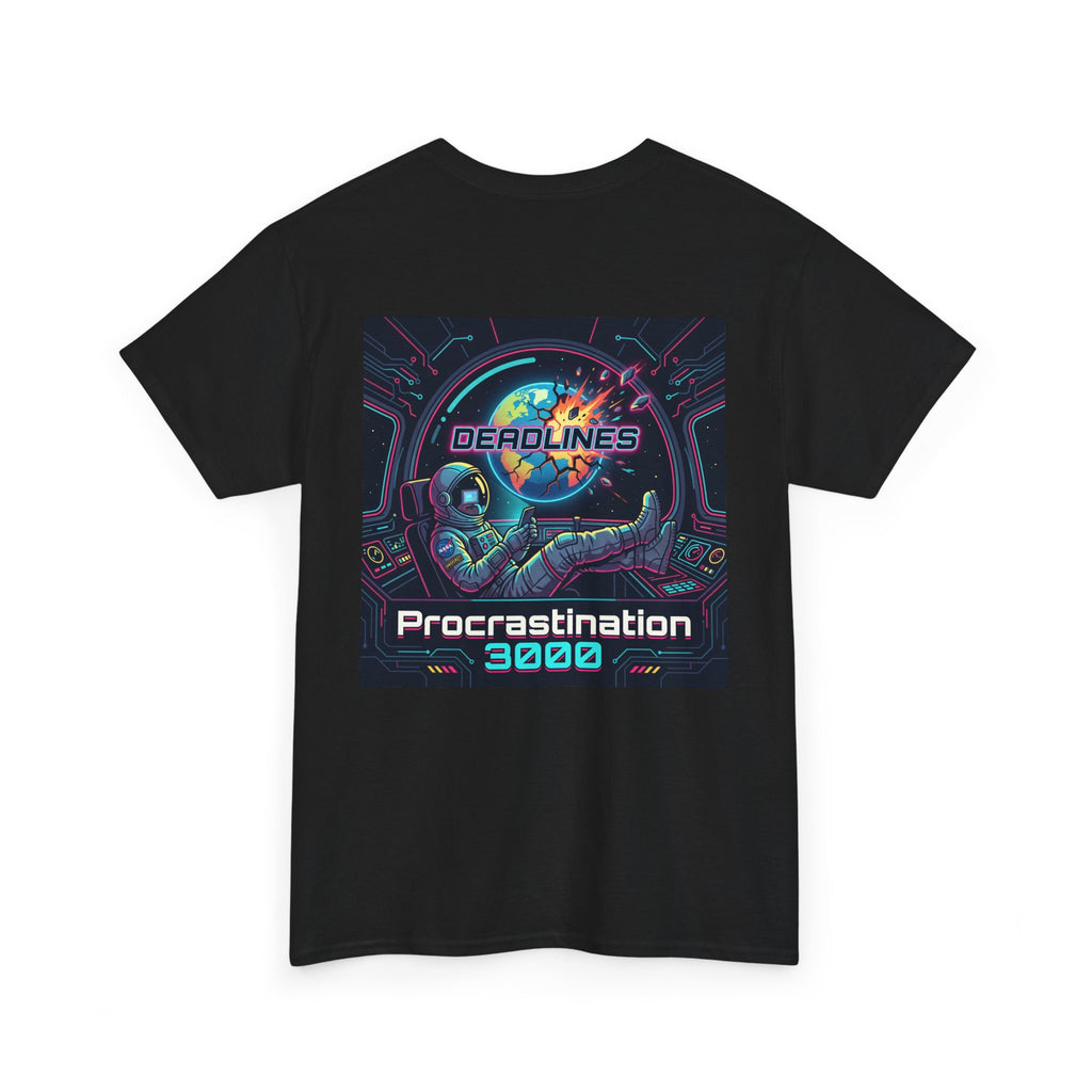 Procrastination 3000 Tee — Retro Futuristic Space Humor T-Shirt