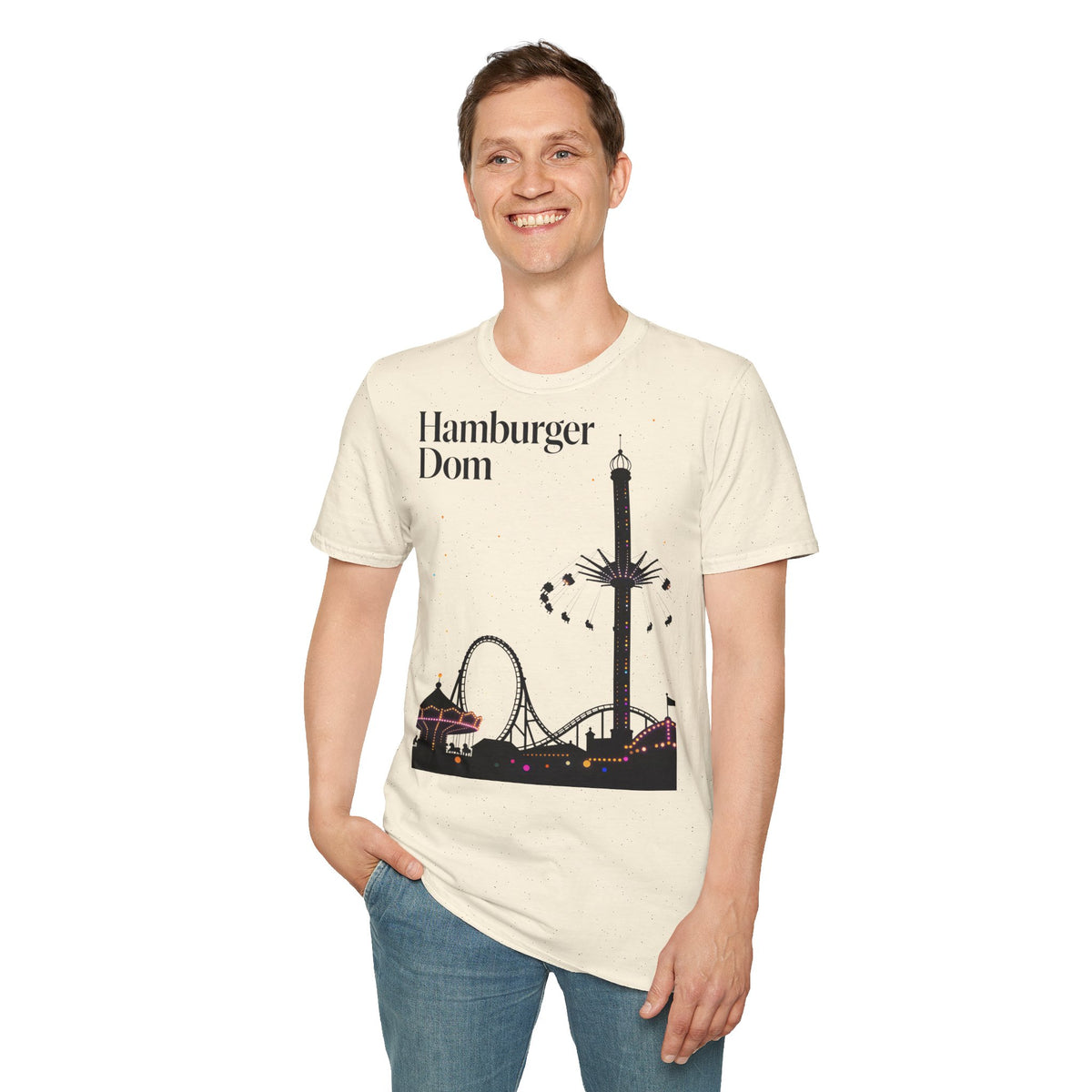 Hamburger Dom Skyline-T-Shirt – T-Shirt mit Fahrgeschäfts-Silhouette