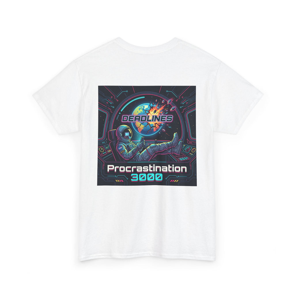 Procrastination 3000 Tee — Retro Futuristic Space Humor T-Shirt