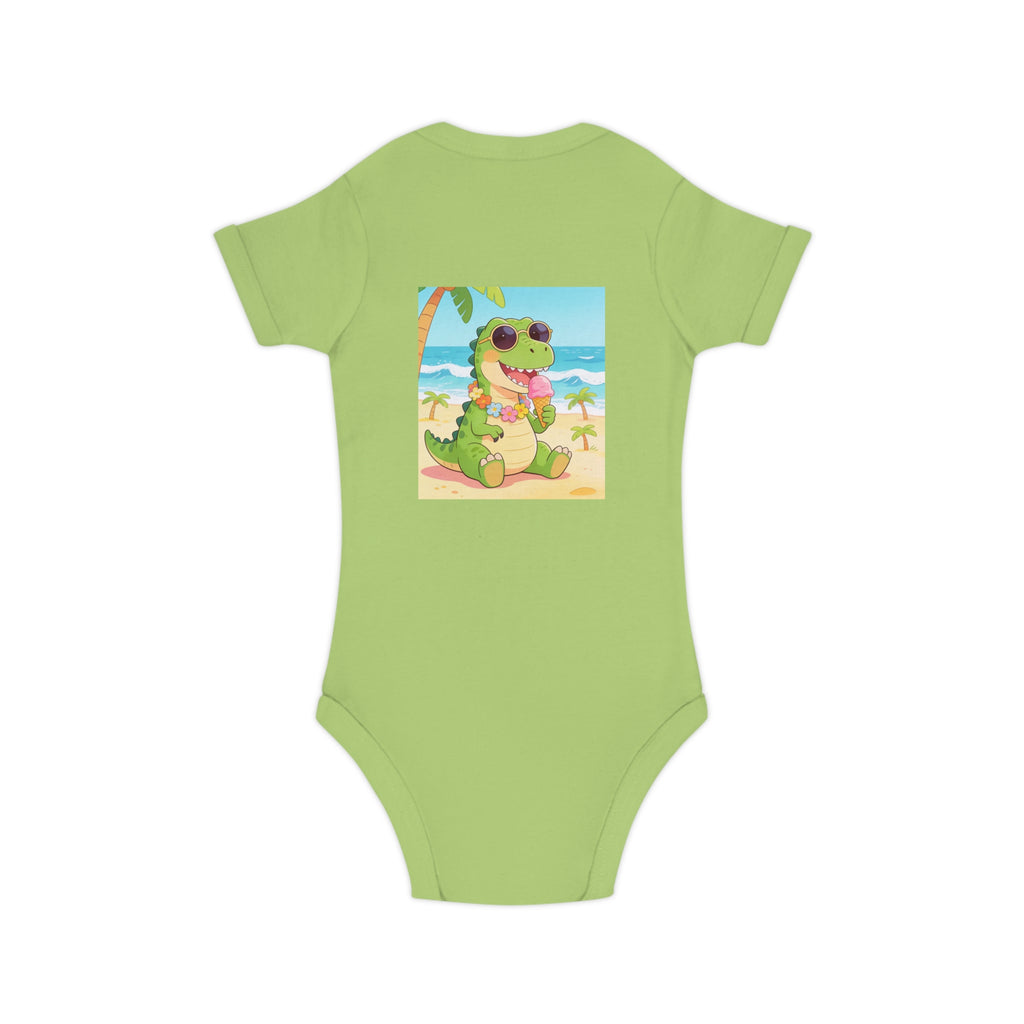 Tropical Dino Baby Bodysuit — Cute Beach Dinosaur Infant One-Piece