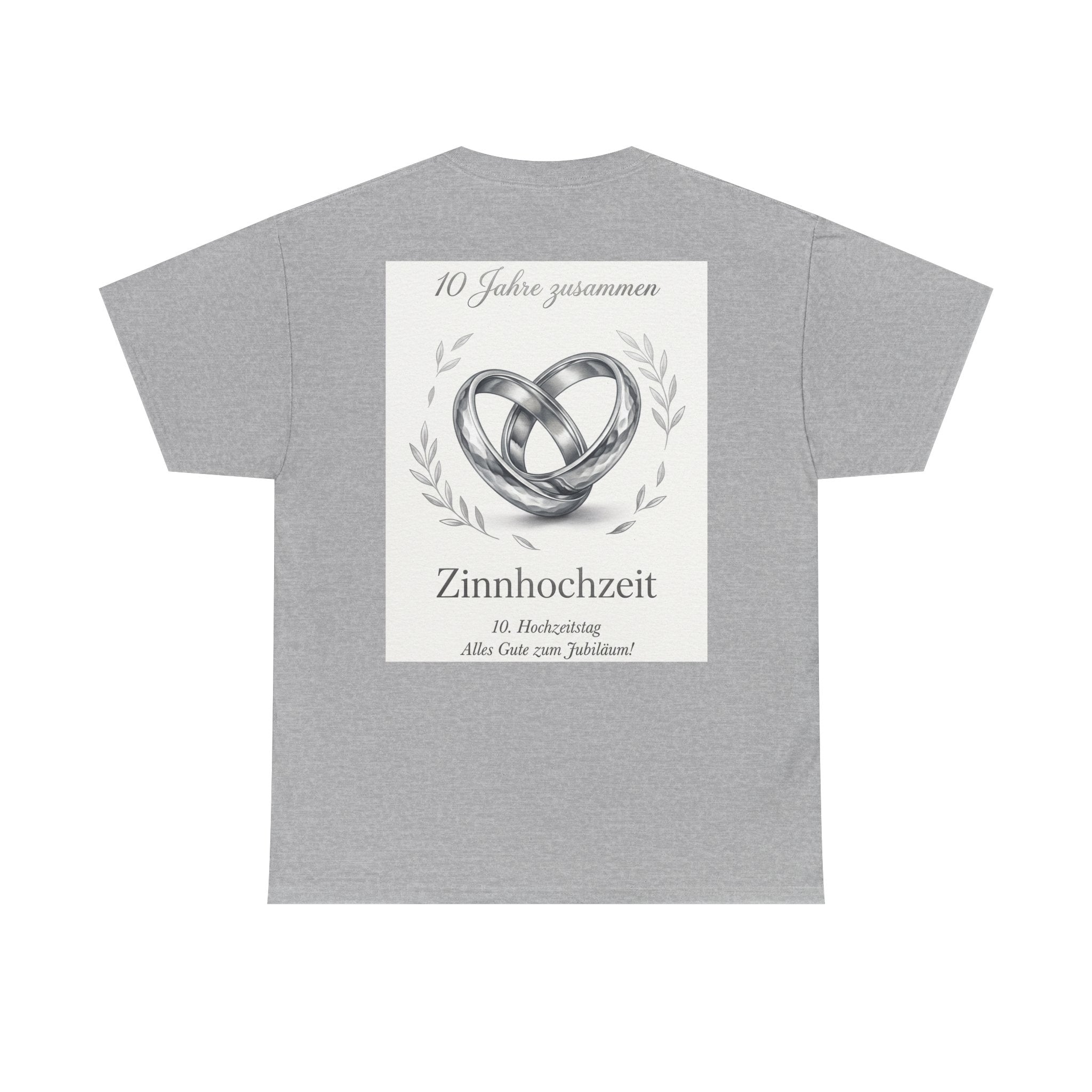 Zinnhochzeit 10 Years Anniversary T‑Shirt — Silver Rings 10 Jahre Zusammen Tee