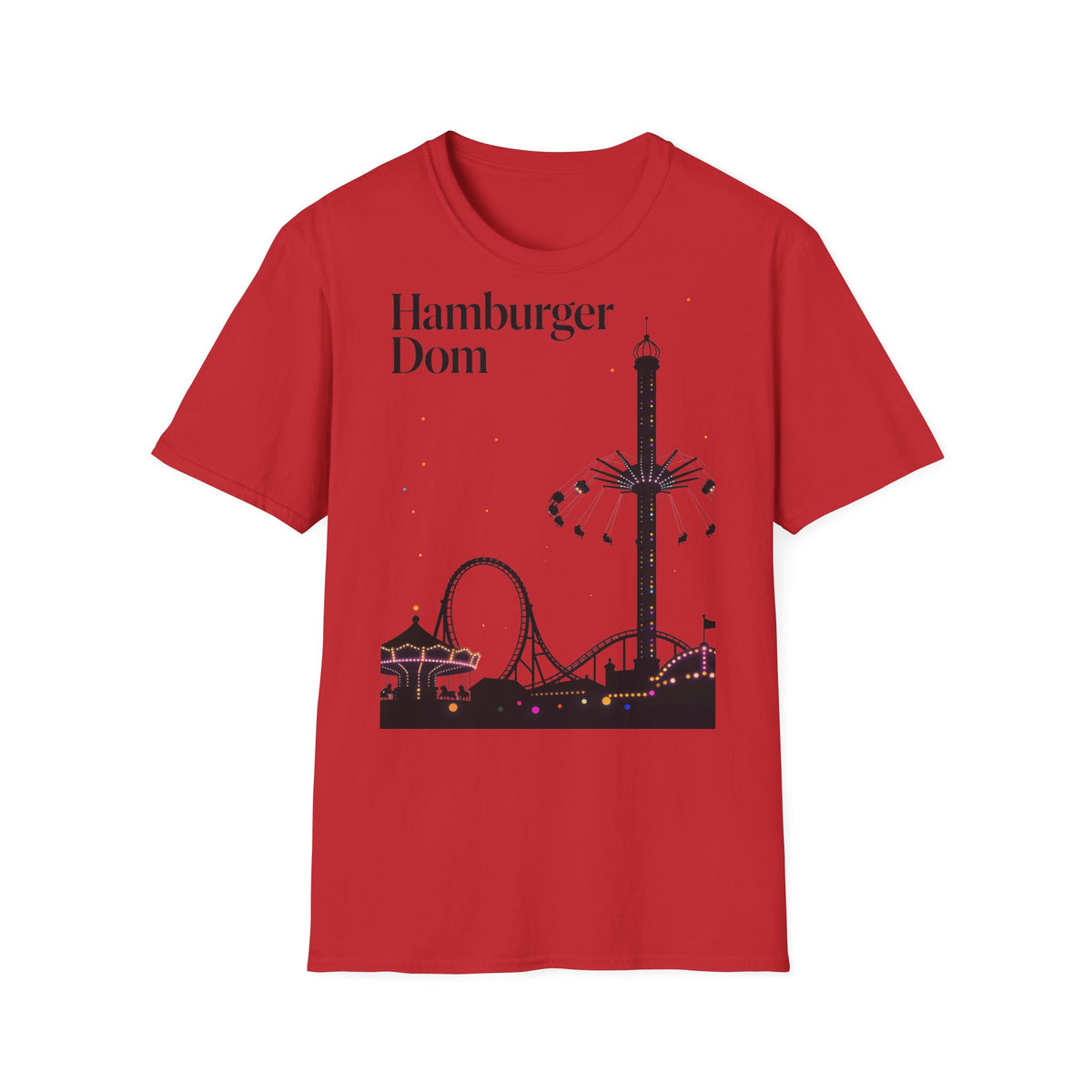Hamburger Dom Skyline-T-Shirt – T-Shirt mit Fahrgeschäfts-Silhouette