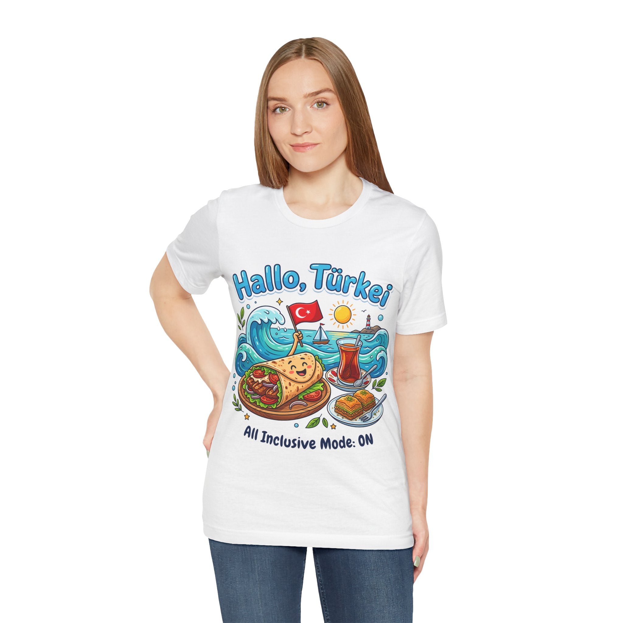 Turkey Travel T‑Shirt — "Hallo, Türkei! All Inclusive Mode ON"