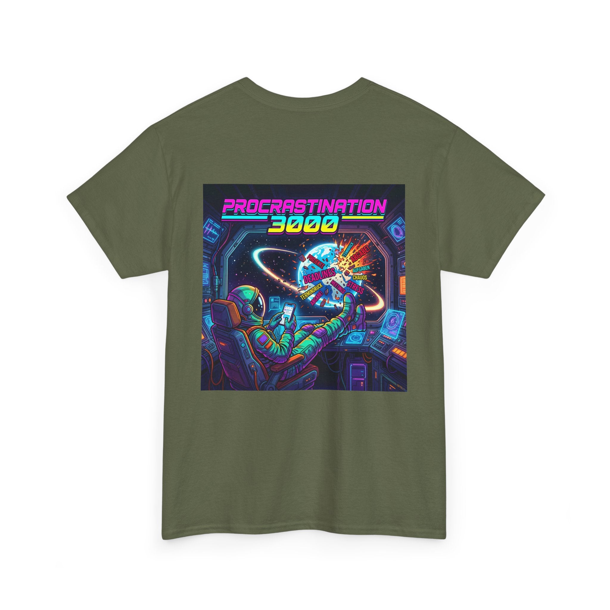 T-Shirt — "Procrastination 3000" Retro Futuristic Space Tee