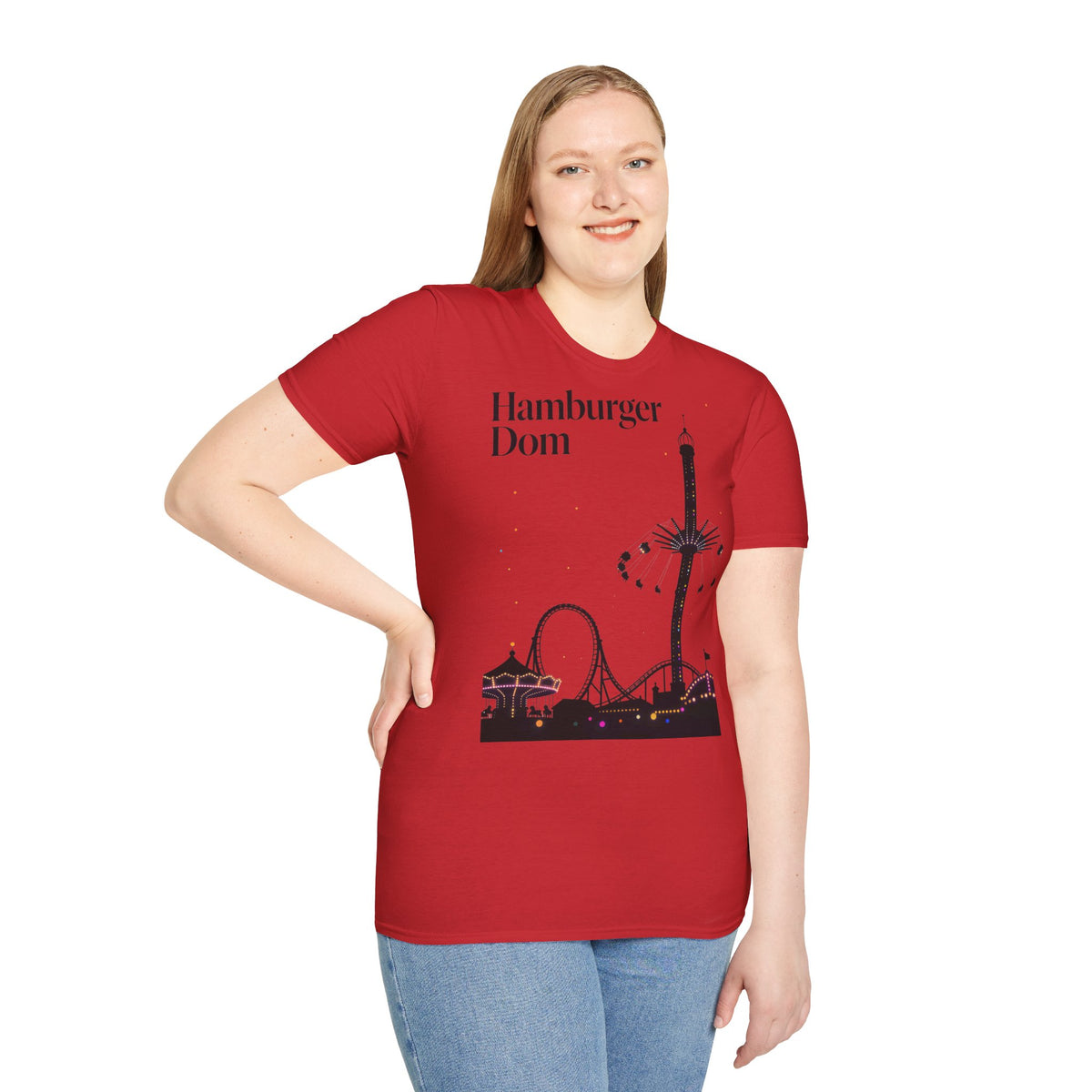 Hamburger Dom Skyline-T-Shirt – T-Shirt mit Fahrgeschäfts-Silhouette