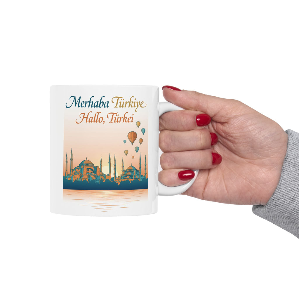 Turkey Travel Mug - Istanbul Hot Air Balloon Souvenir Ceramic Coffee Cup (11oz/15oz)