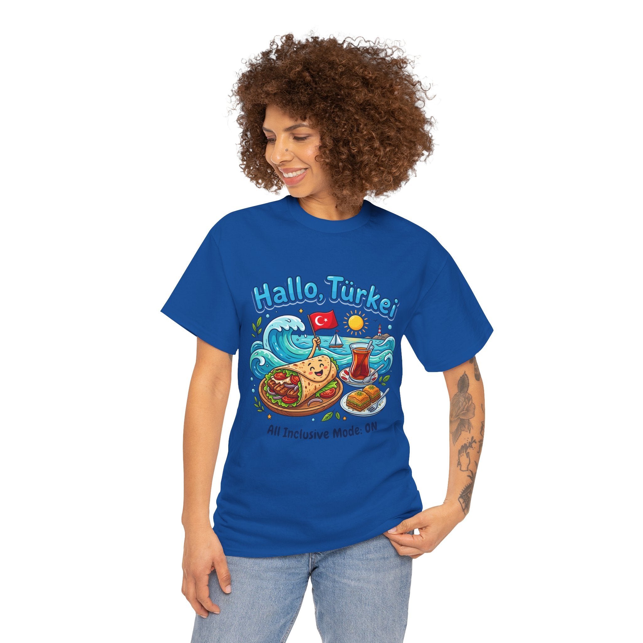 Hallo Türkiye! Turkish Food & Vacation Graphic Tee — "All Inclusive Mode: ON"