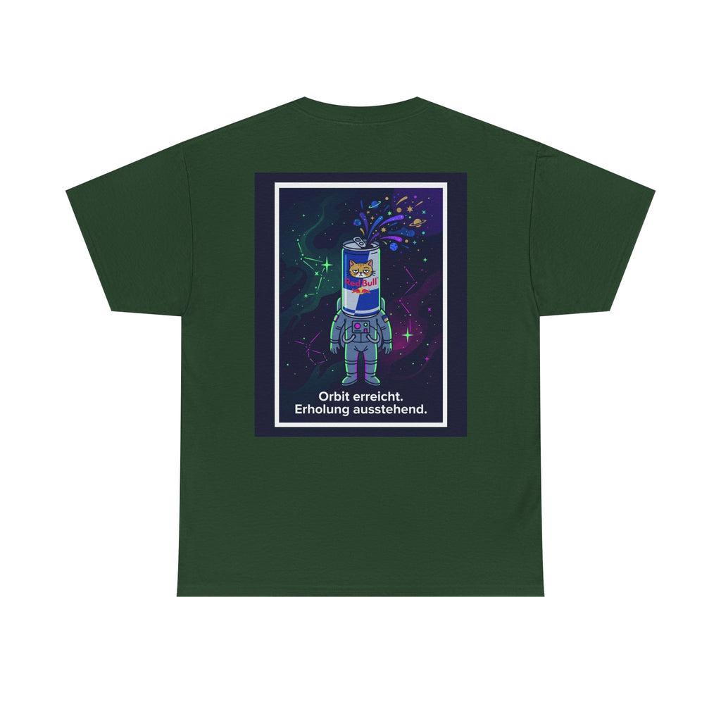 Astronaut Graphic Tee — “Orbit erreicht. Erholung ausstehend.” Neon Space Shirt